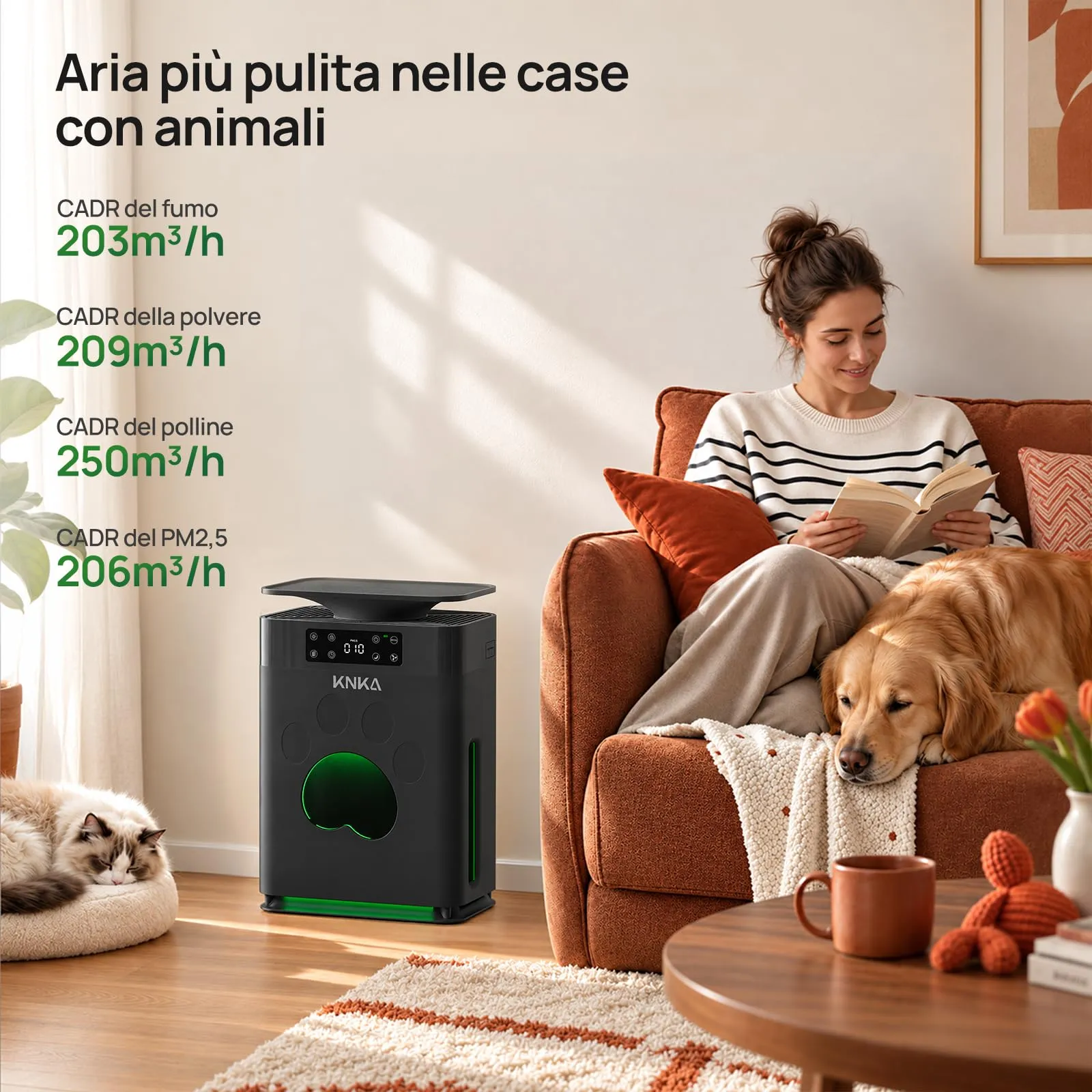 KNKA APH2500P PetAir Purificatore d'Aria per Peli di Animali, fino a 52 m² - immagine 2