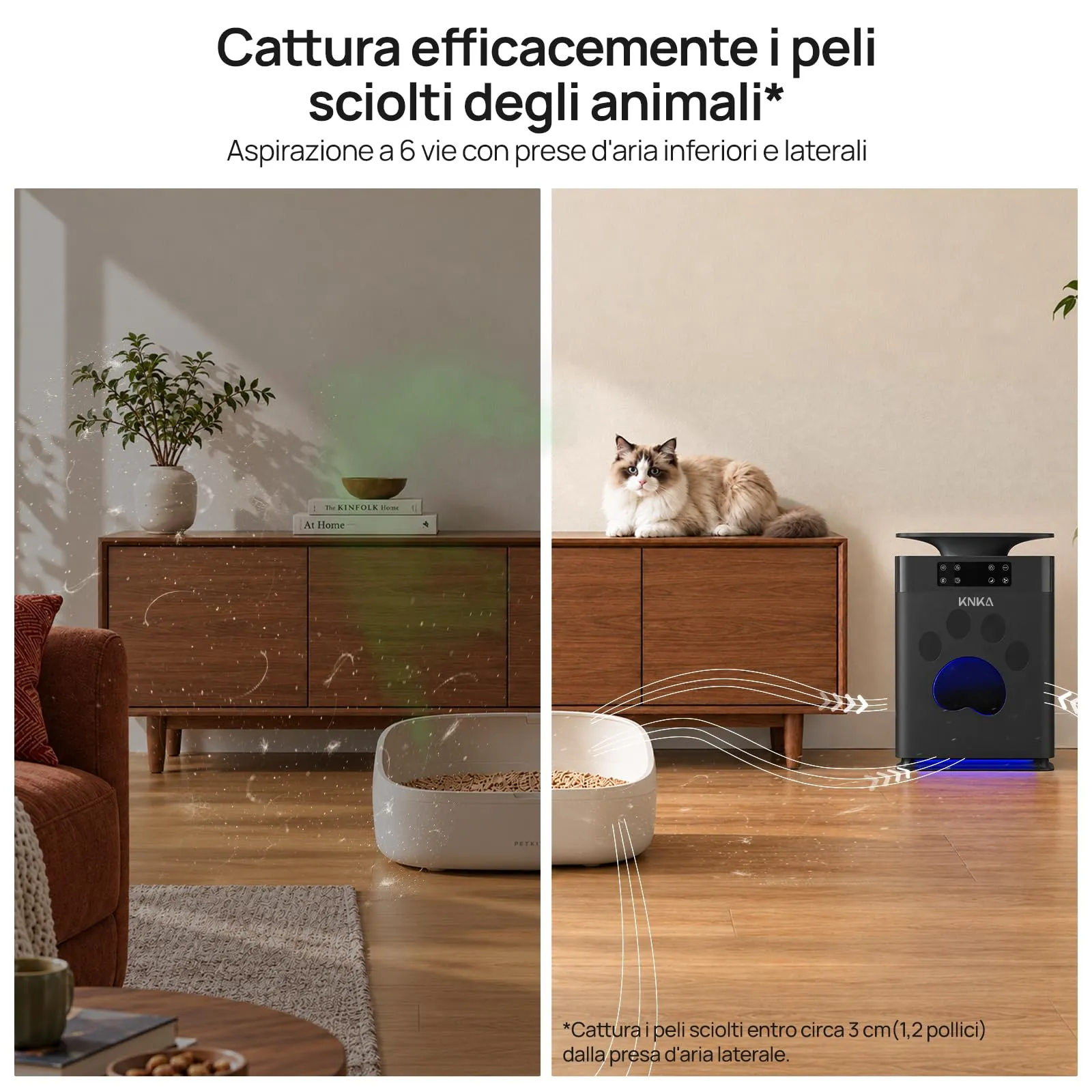 KNKA APH2500P PetAir Purificatore d'Aria per Peli di Animali, fino a 52 m² - immagine 3