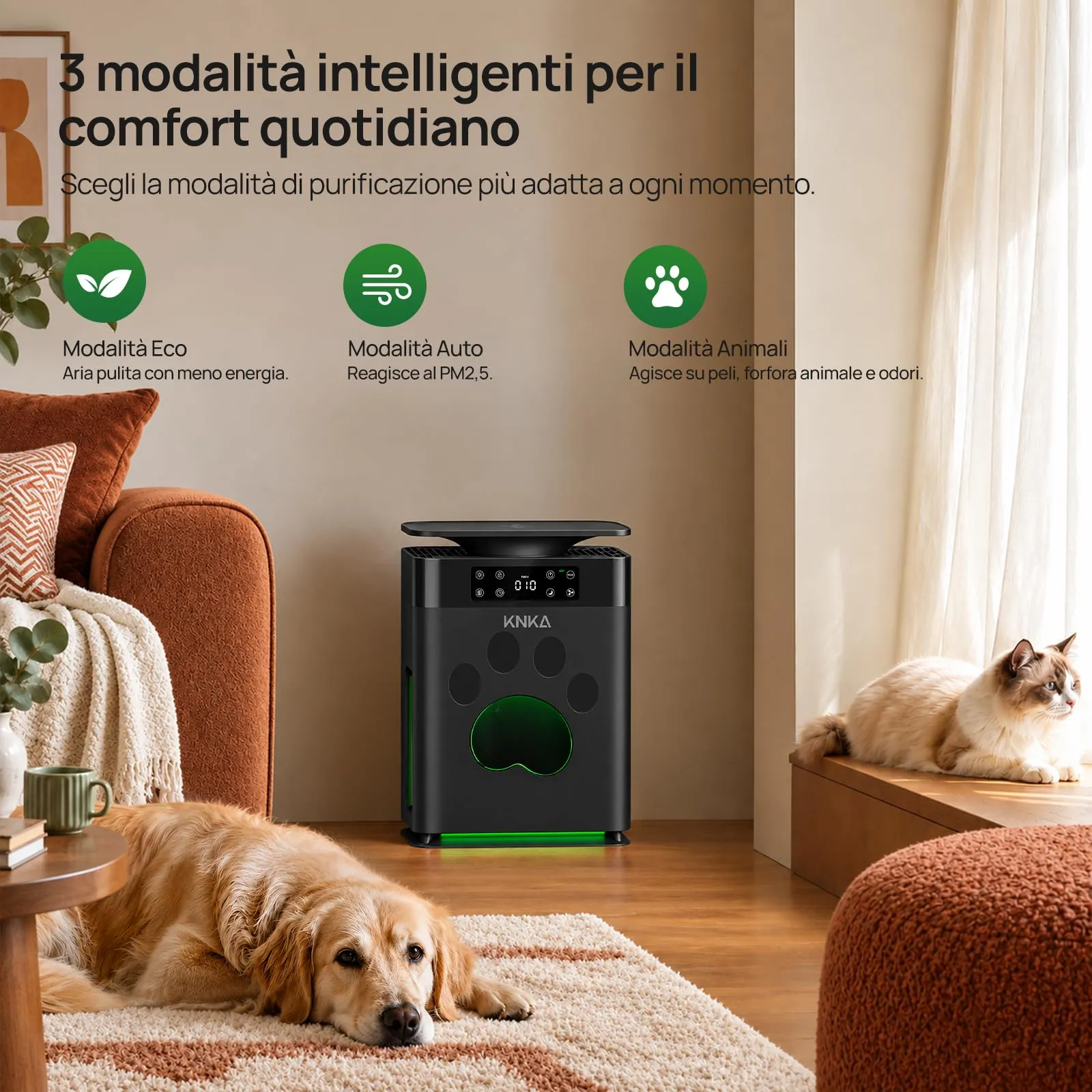 KNKA APH2500P PetAir Purificatore d'Aria per Peli di Animali, fino a 52 m² - immagine 7