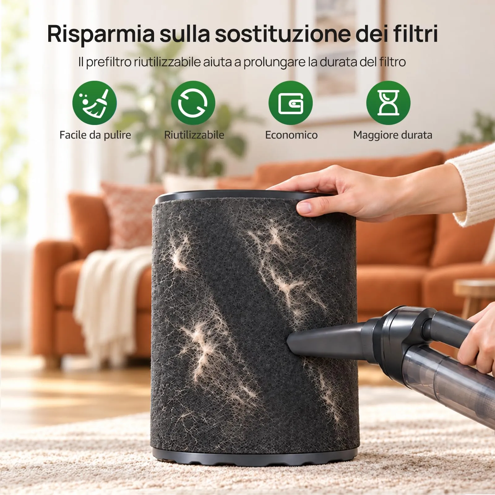 KNKA APH2500P PetAir Purificatore d'Aria per Peli di Animali, fino a 52 m² - immagine 9