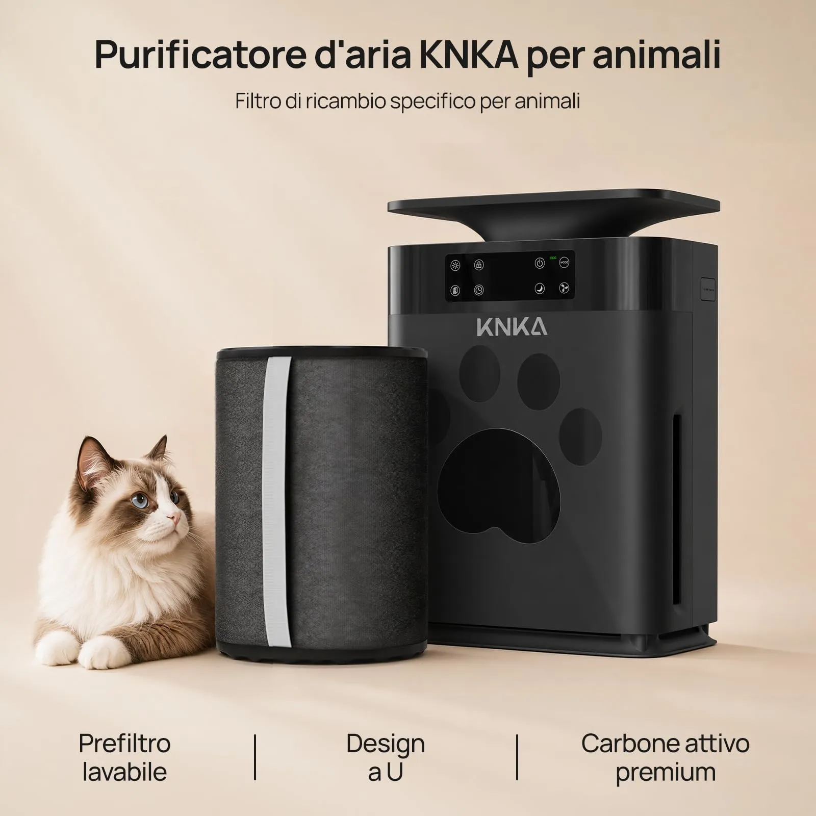 KNKA APH2500P PetAir Purificatore d'Aria per Peli di Animali, fino a 52 m² - immagine 11