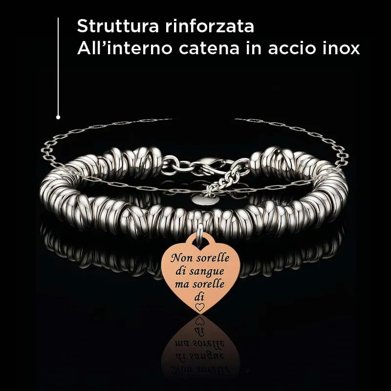 Saga Gioielli Bracciale Nodini Intrecciato Donna con Incisione Cuore Non sorelle di sangue ma sorelle di cuore - immagine 4