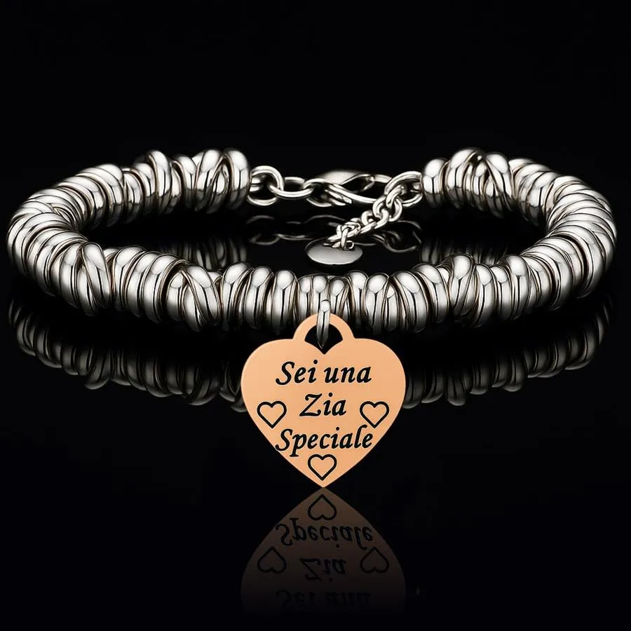 Saga Gioielli Bracciale Nodini Intrecciato Donna con Incisione Cuore Sei una zia speciale - immagine 2