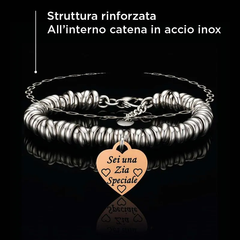 Saga Gioielli Bracciale Nodini Intrecciato Donna con Incisione Cuore Sei una zia speciale - immagine 4