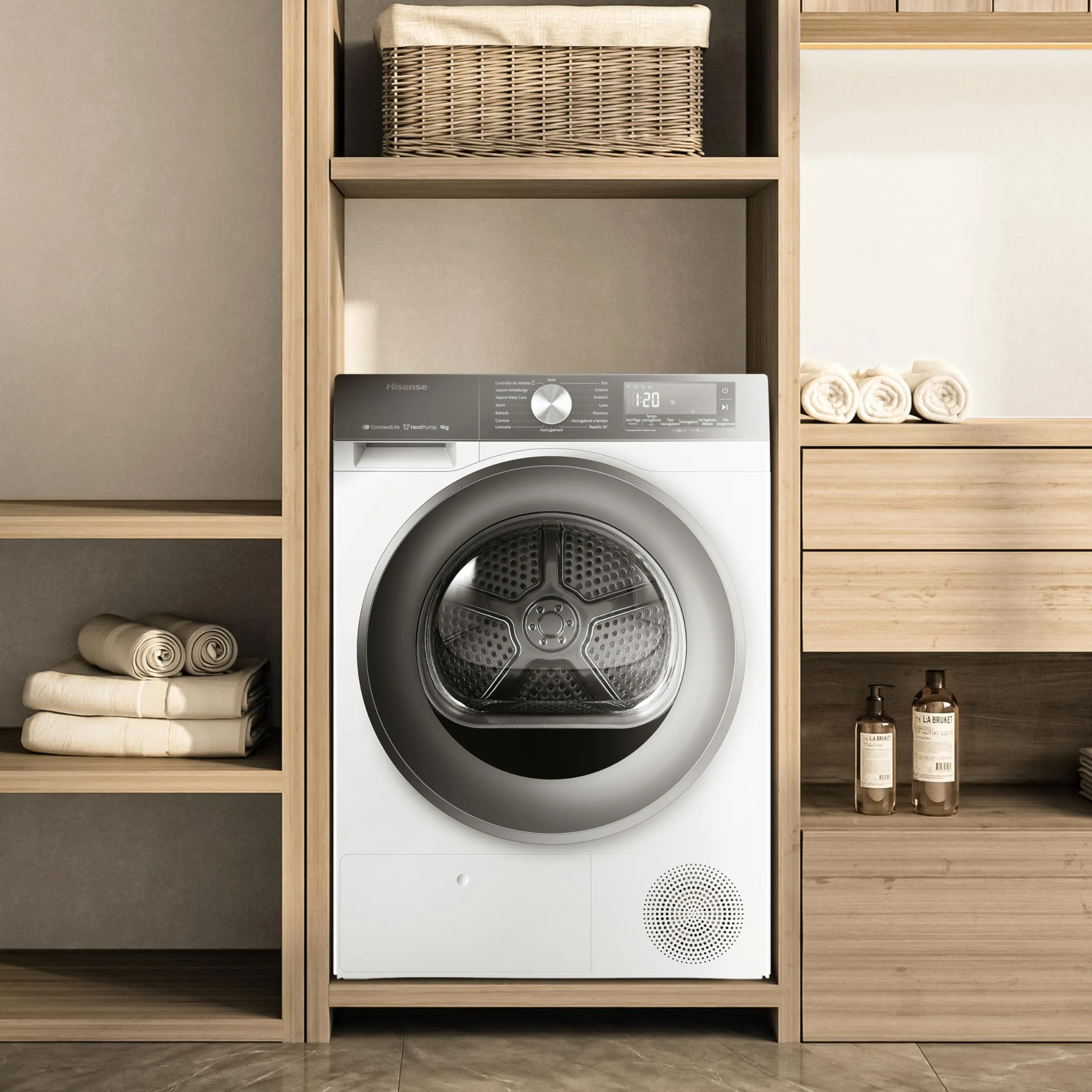 Hisense DH3S902BWCCA Asciugatrice a Pompa di Calore, 9 Kg, A+++/C, Bianco/Silver - immagine 9
