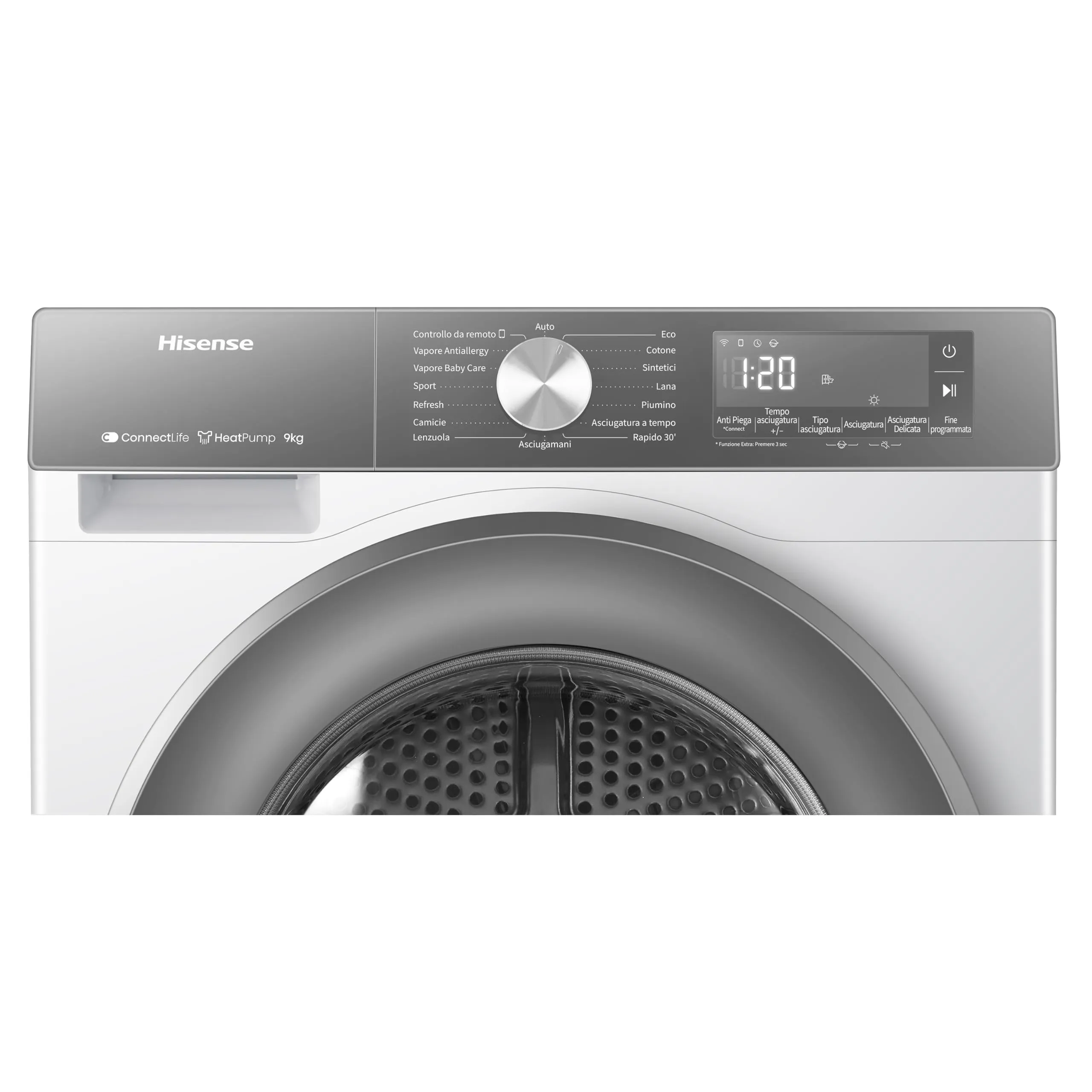 Hisense DH3S902BWCCA Asciugatrice a Pompa di Calore, 9 Kg, A+++/C, Bianco/Silver - immagine 10