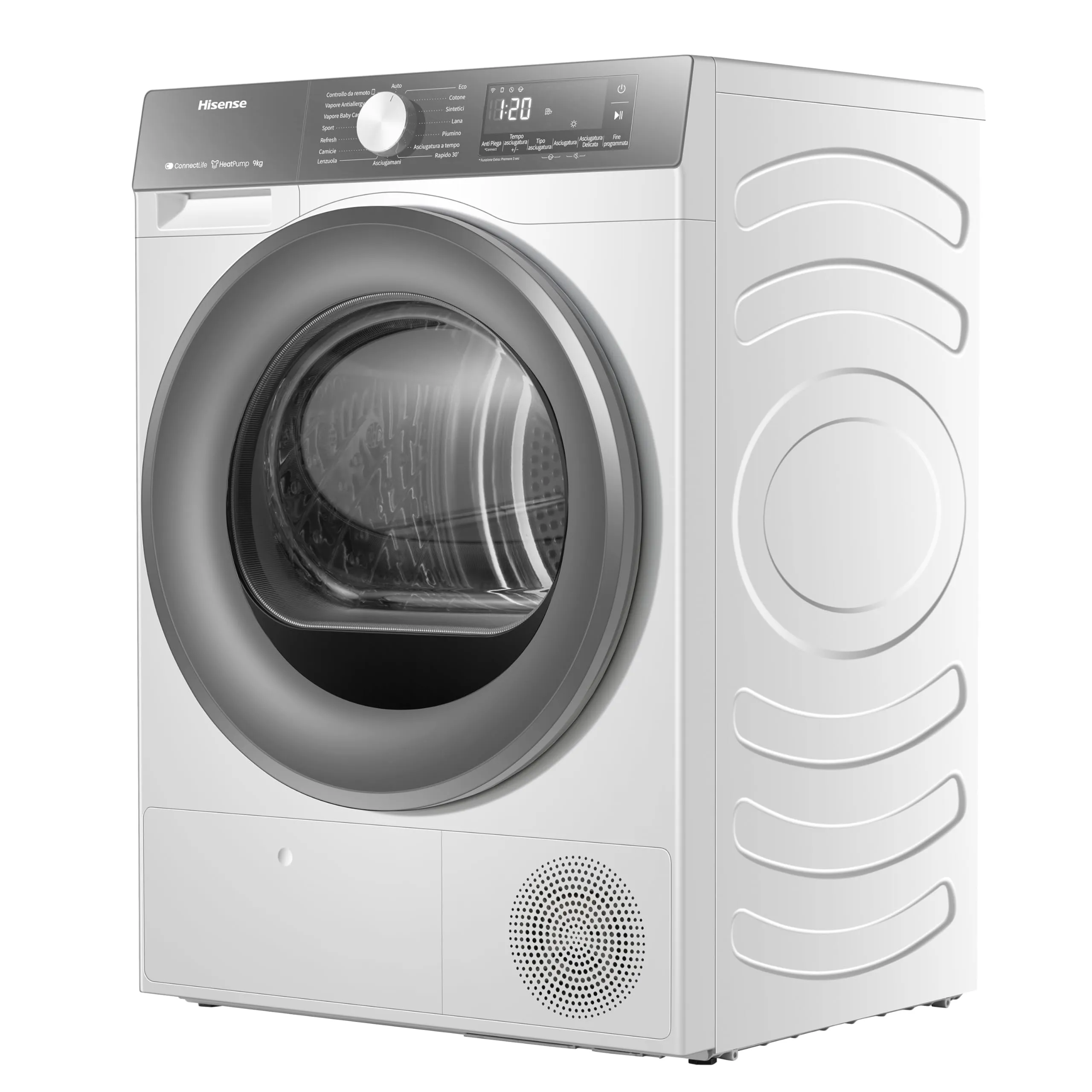 Hisense DH3S902BWCCA Asciugatrice a Pompa di Calore, 9 Kg, A+++/C, Bianco/Silver - immagine 11