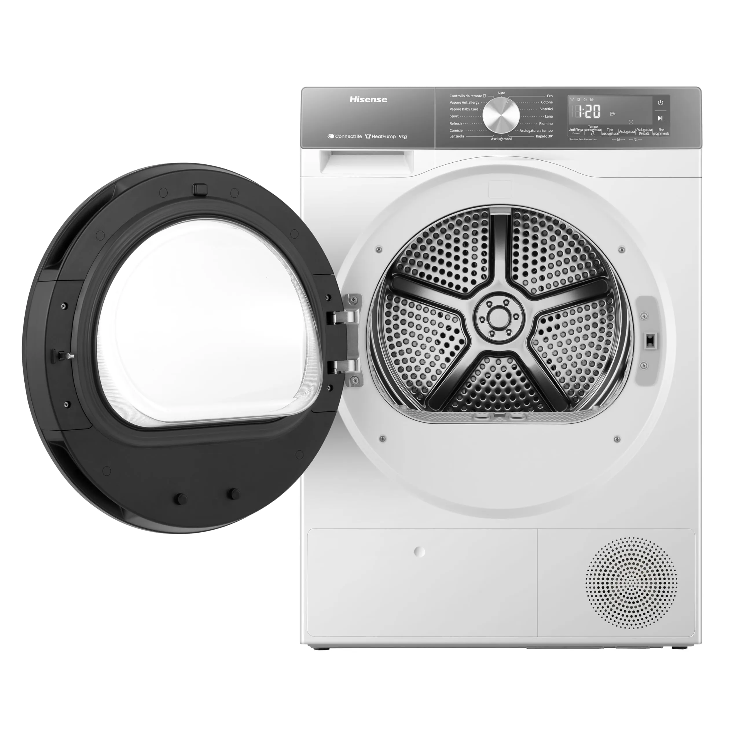 Hisense DH3S902BWCCA Asciugatrice a Pompa di Calore, 9 Kg, A+++/C, Bianco/Silver - immagine 13