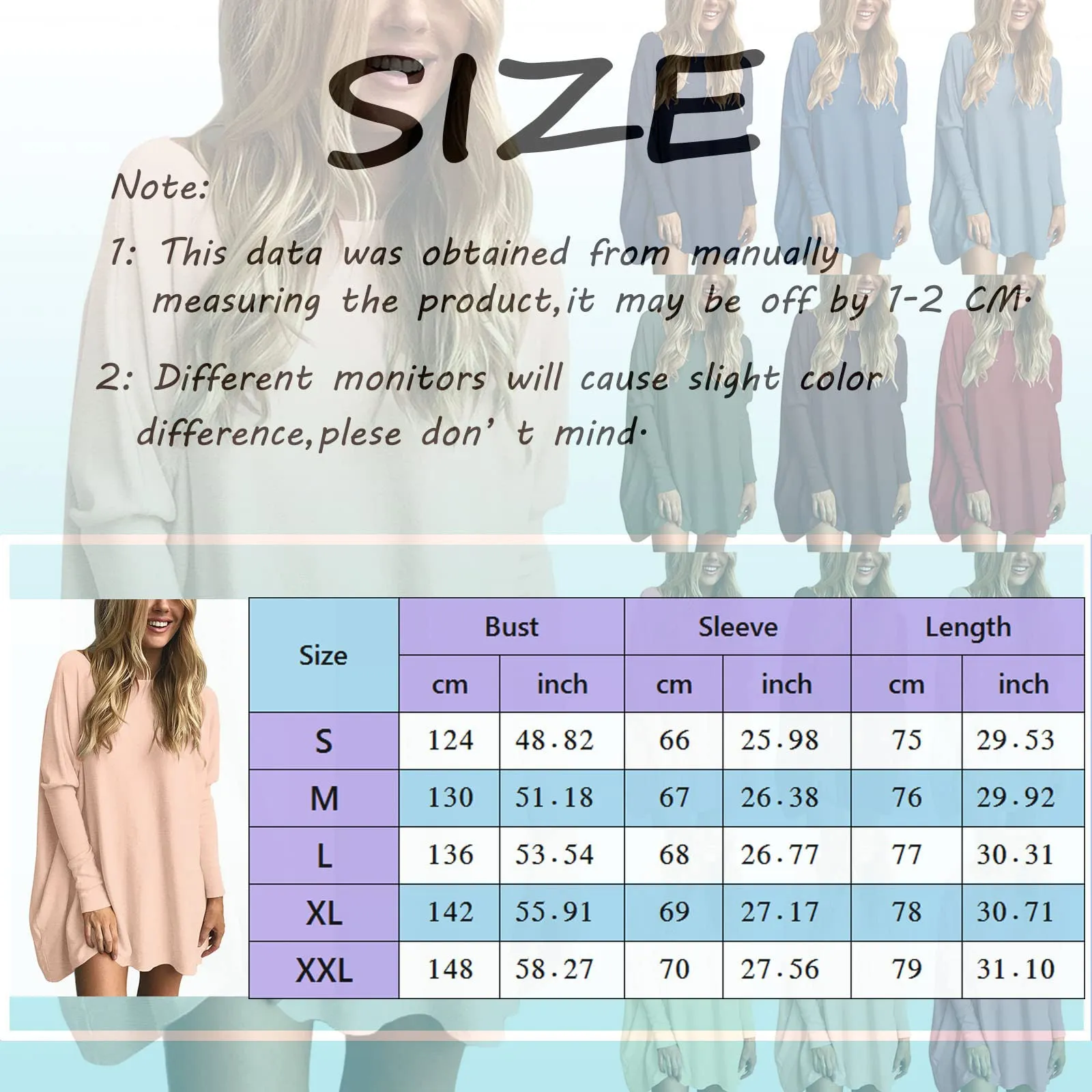 Cocila Magliette Oversize per Donna Top a Tunica Maniche Lunghe Autunnali - immagine 6