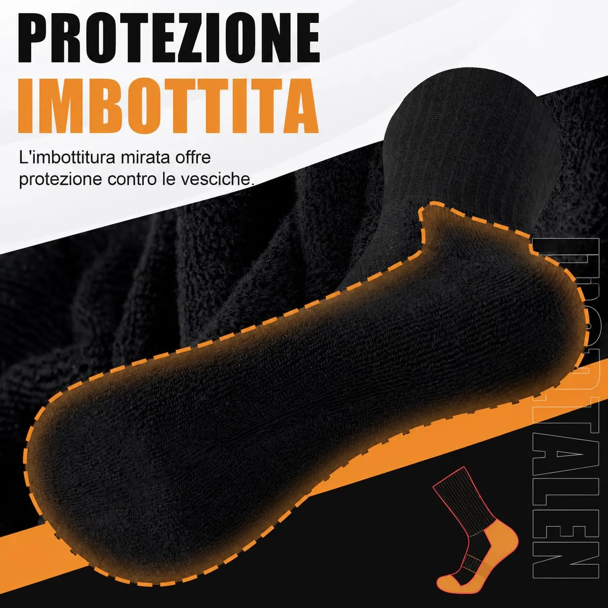 Niorasen Calzini Sportivi Invernali in Cotone, 6 Paia, 47-50, Nero Unito - immagine 6