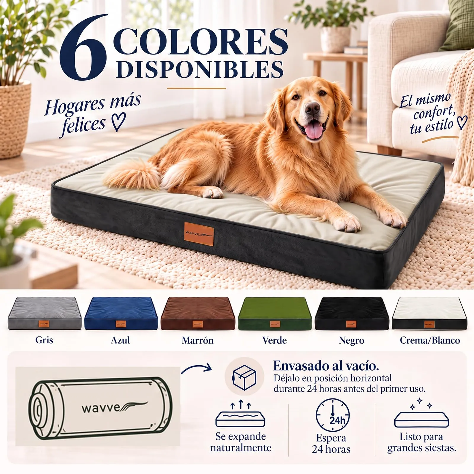 WAVVE Cuccia Cane Interno, Taglia Grande, 104x69x7.6 cm, Bianco - immagine 7