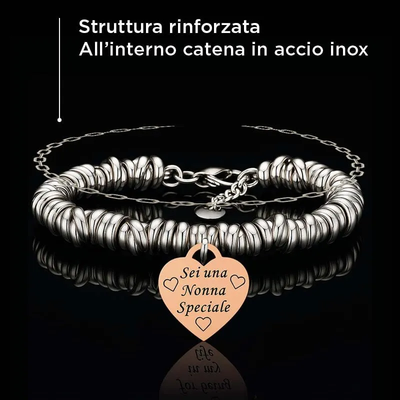 SAGA GIOIELLI Bracciale Nodini Intrecciato Donna con Incisione Cuore Sei una nonna speciale - immagine 4