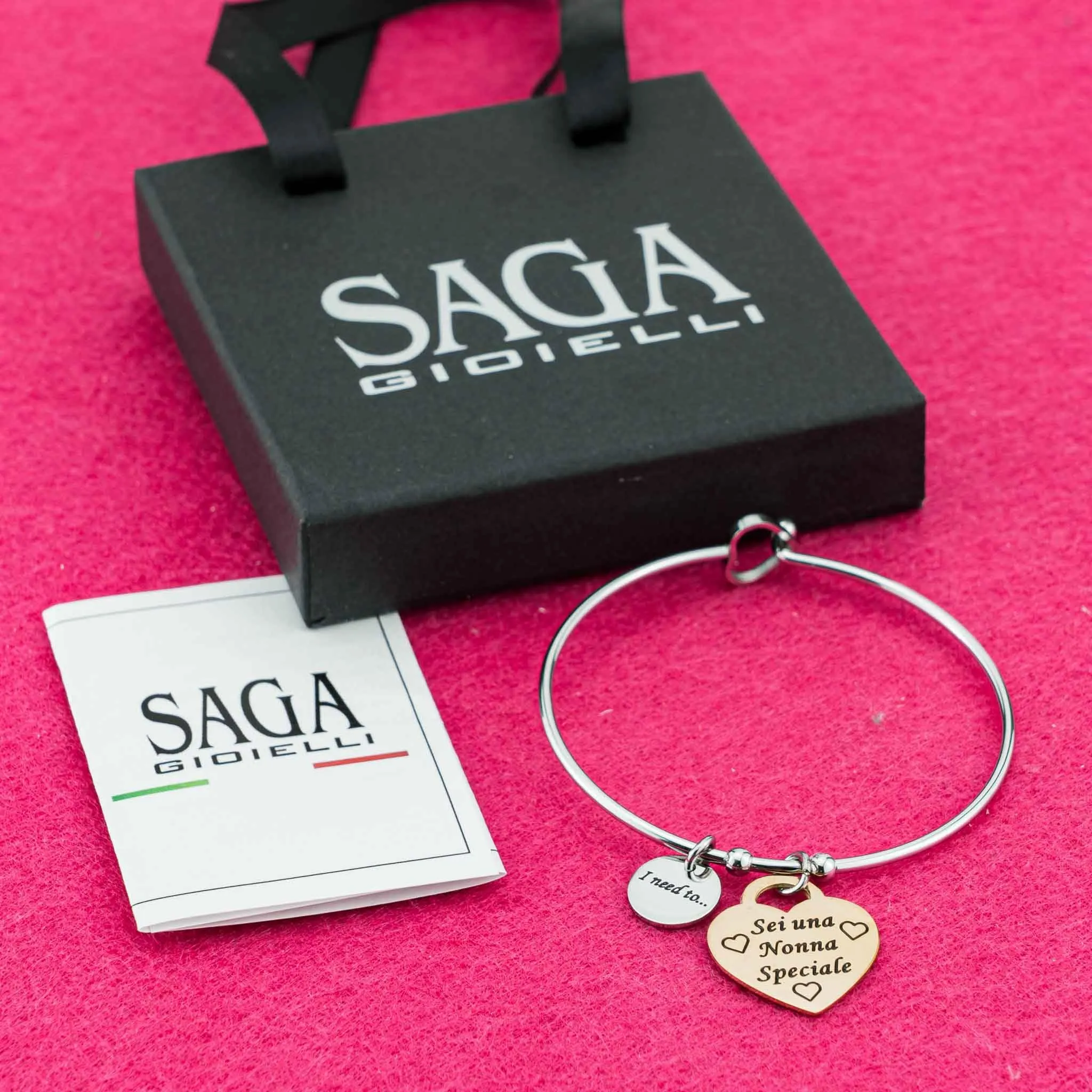 SAGA GIOIELLI Bracciale Nodini Intrecciato Donna con Incisione Cuore Sei una nonna speciale - immagine 6