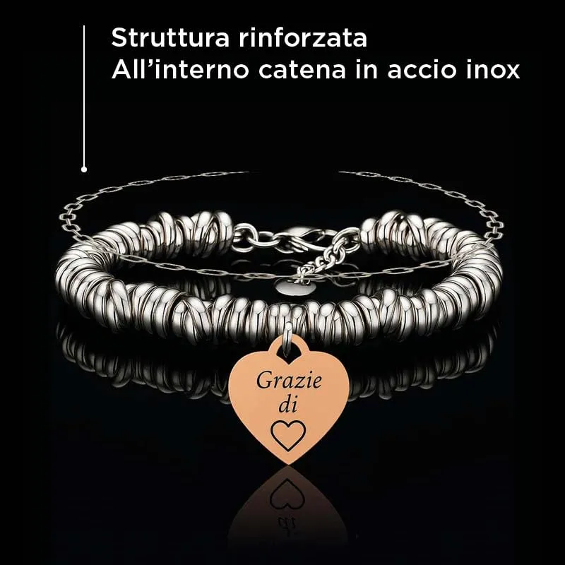 Saga Gioielli Bracciale Nodini Intrecciato Donna con Incisione Cuore Grazie di Cuore - immagine 4