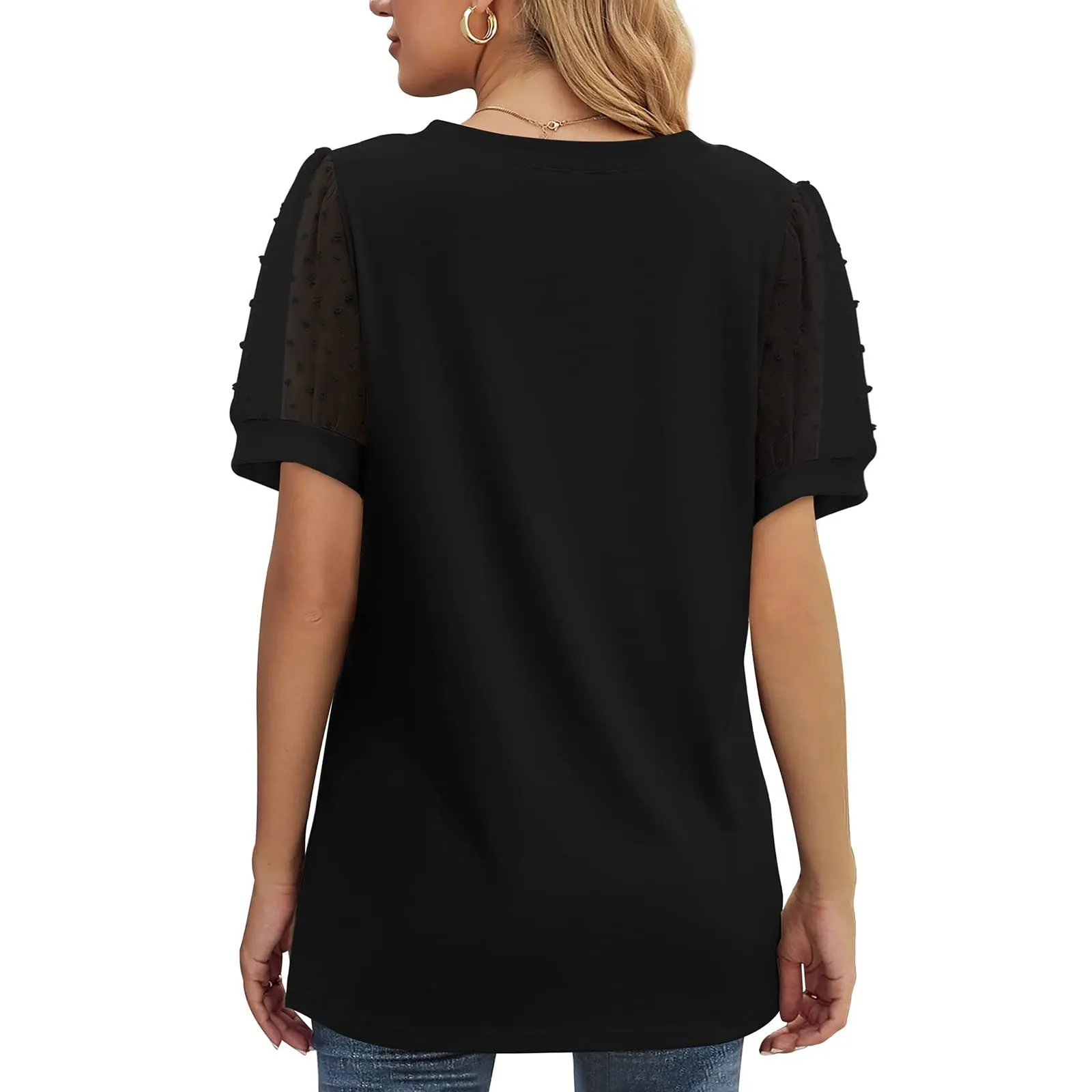Uwdiohq Bluse Donna in Cotone Maniche Corte Top Eleganti Camicia Bianca - immagine 7