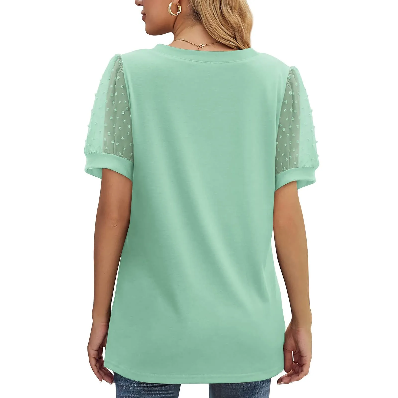 Uwdiohq Bluse Donna Eleganti Maglietta Manica Corta Casacca Camicia Ricamata Curvy - immagine 7