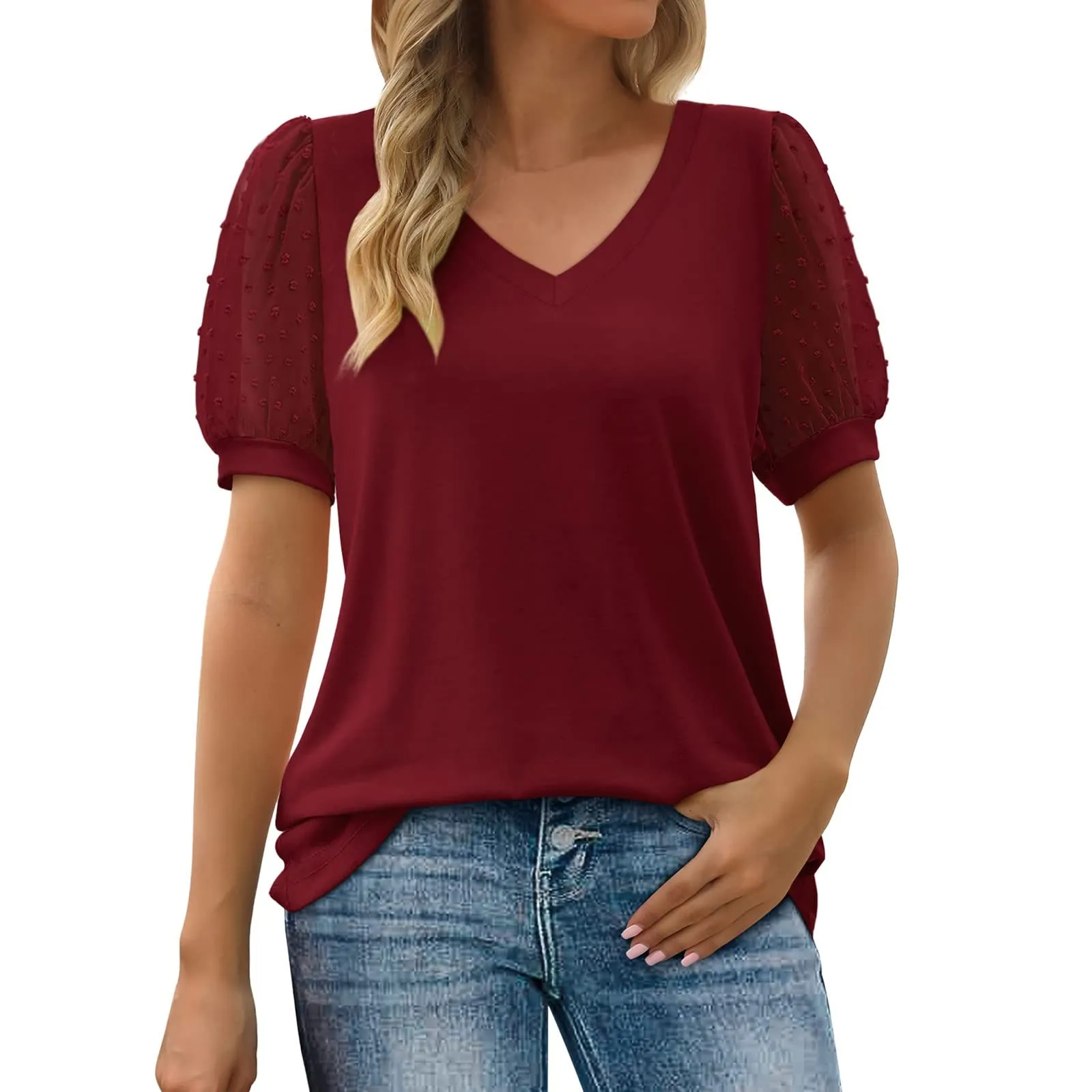 Uwdiohq Bluse Donna Eleganti in Seta Maglie a Maniche Corte e Lunghe Top Camicia Curvy - immagine 1