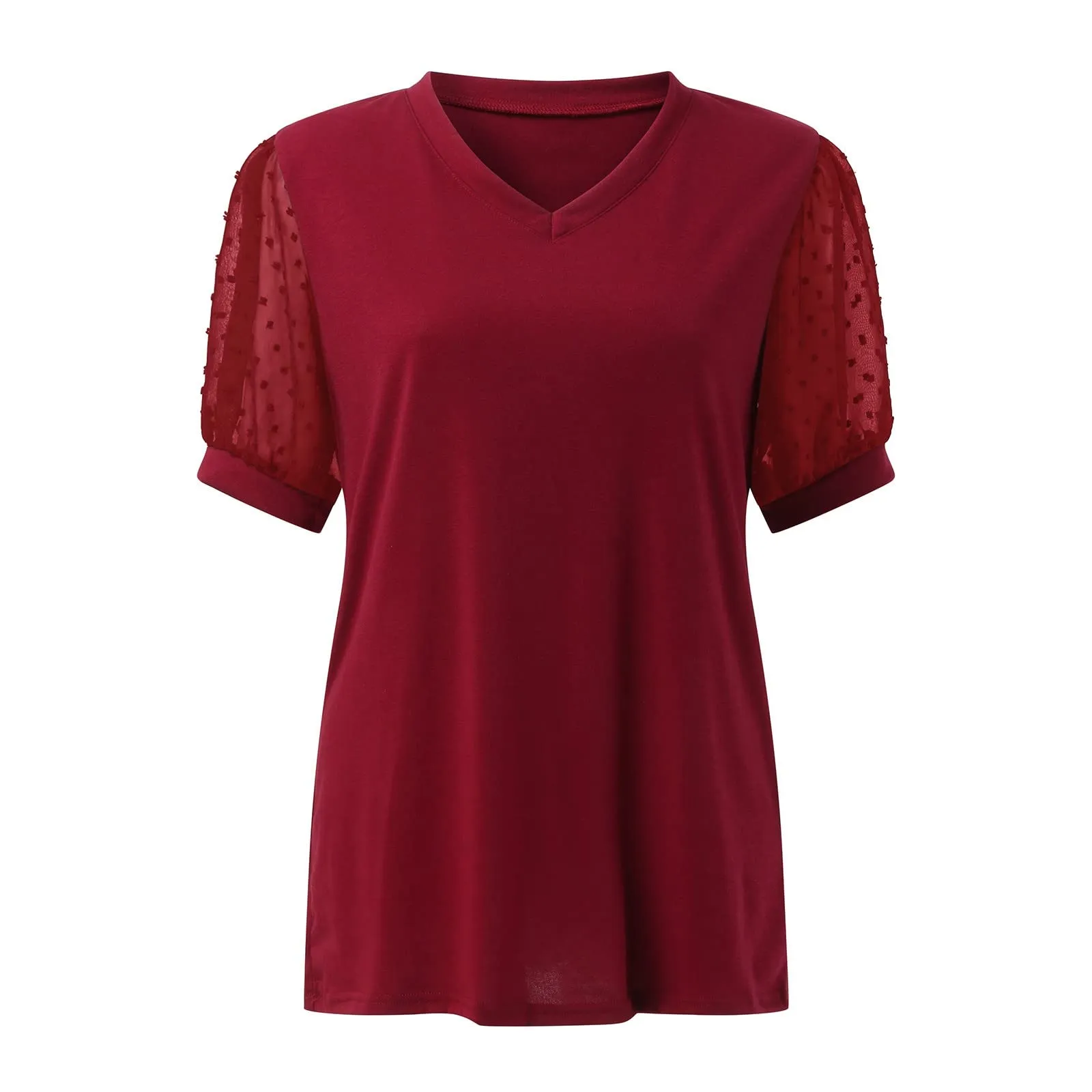Uwdiohq Bluse Donna Eleganti in Seta Maglie a Maniche Corte e Lunghe Top Camicia Curvy - immagine 3