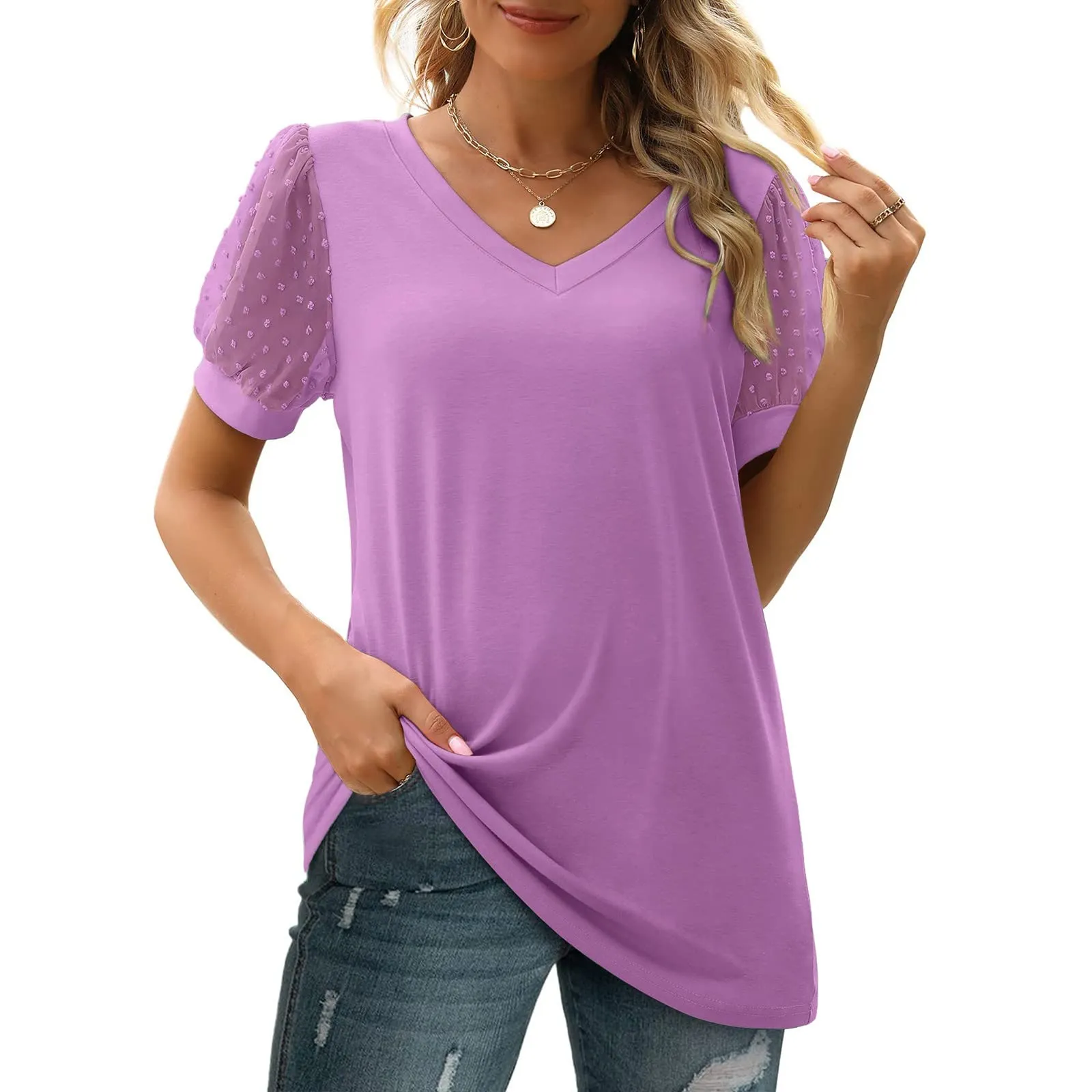 Uwdiohq Bluse Donna Eleganti Oversize Crop Top - immagine 5