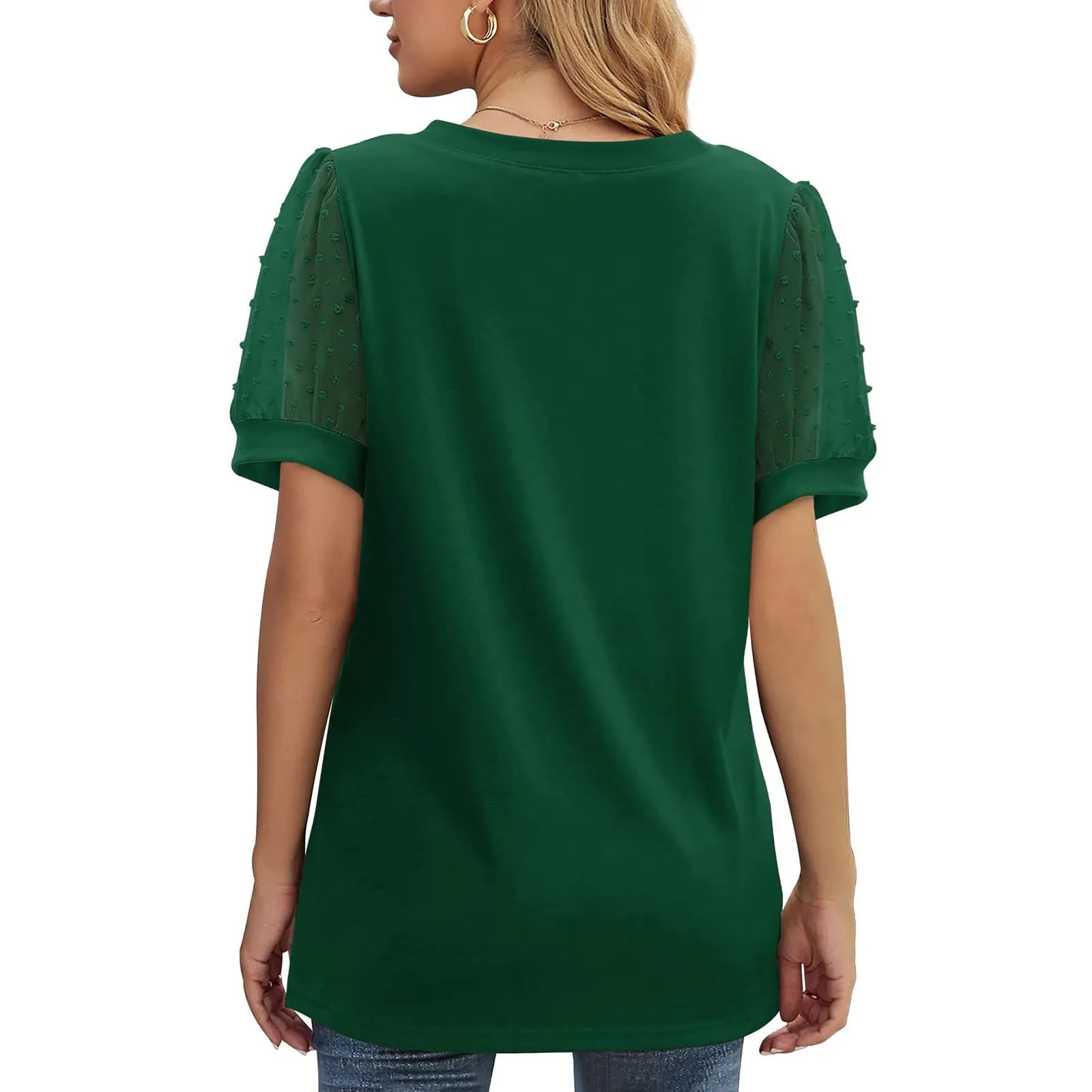 Uwdiohq Blusa e Camicie da Donna Maniche Corte in Raso ed Eleganti - immagine 7