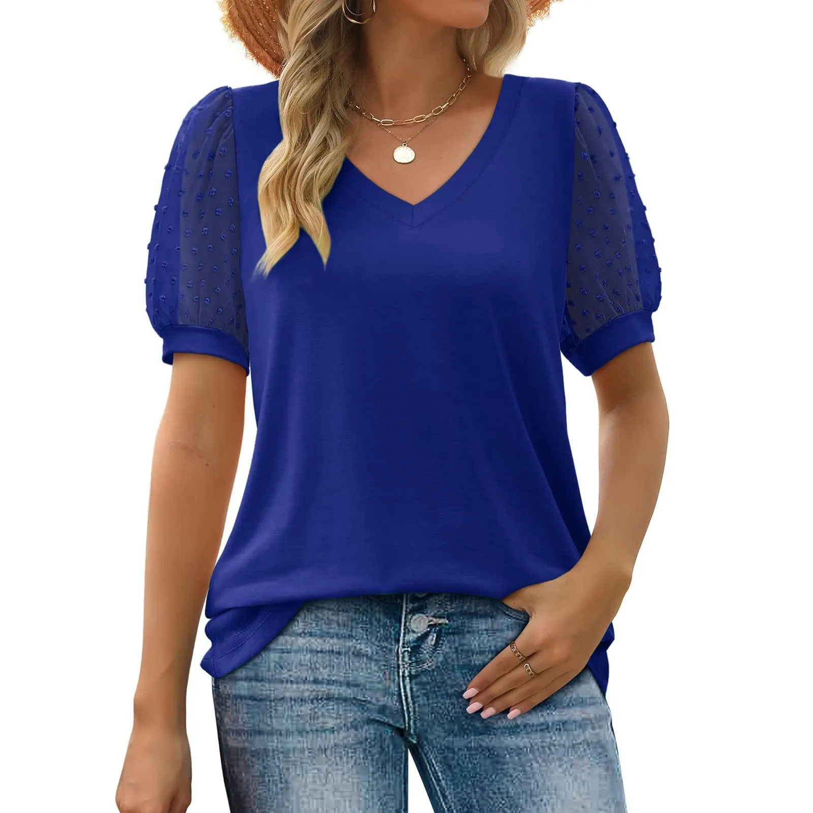 Uwdiohq Blusa Donna Estiva Elegante Manica Corta Verde Taglia 60 - immagine 2
