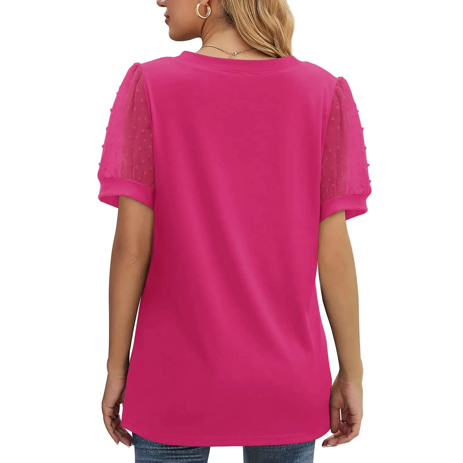 Uwdiohq Bluse Donna in Cotone Maglietta Marrone Manica Corta Top Sottogiacca Camicia di Lino Estiva Leggera - immagine 7