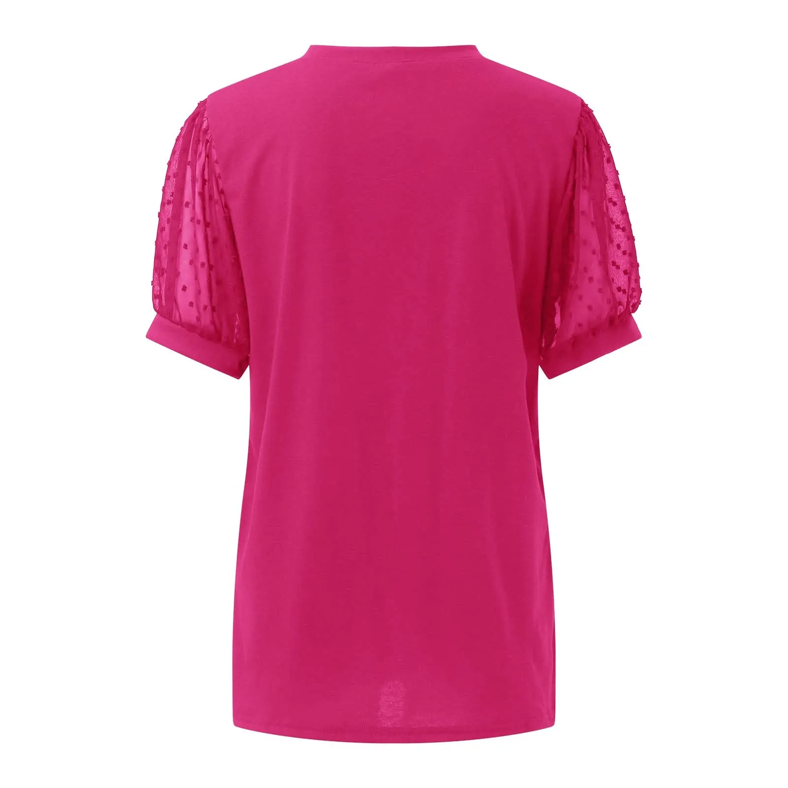 Uwdiohq Bluse Donna Eleganti Rosa e Maglietta Nera Bambina Manica Corta Crop Top in Cotone Camicetta con Maniche Trasparenti - immagine 4