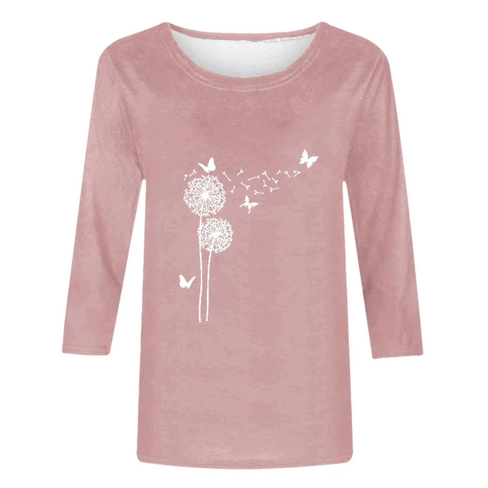 Uwdiohq T-Shirt da Donna Slim Fit Maglietta Lunga a Maniche 3/4 Top Casual Estivo Tunica Leggera in Cotone Girocollo - immagine 2