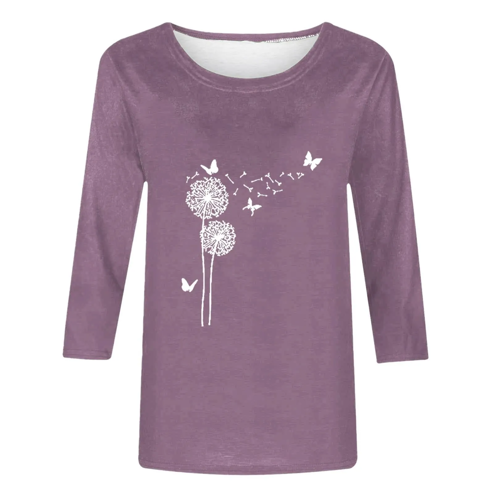 Uwdiohq Day Prime T-Shirt da Donna Slim Fit Maniche 3/4 Top Casual in Cotone Girocollo - immagine 2