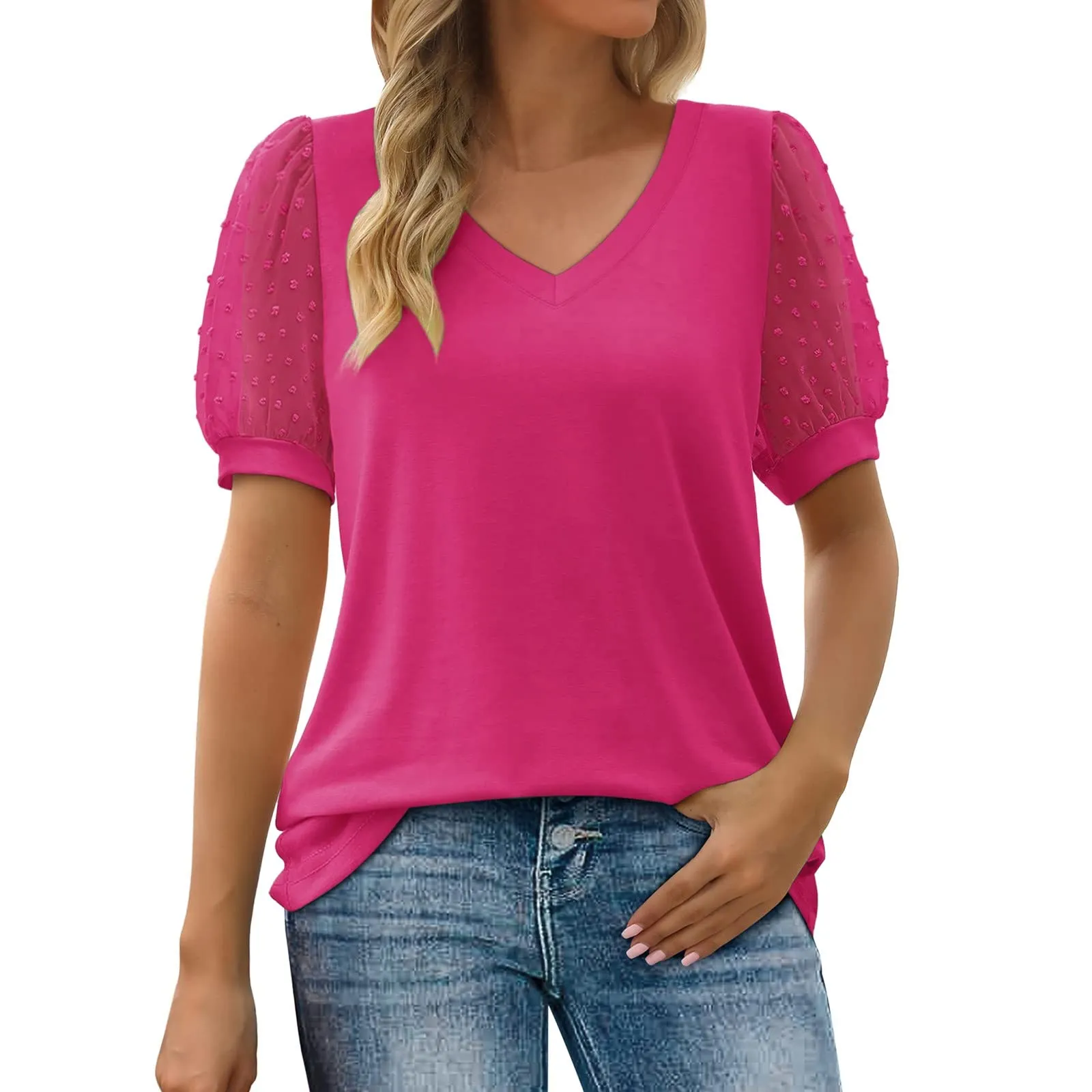 Uwdiohq Blusa e Camicia Donna Maglia Girocollo Manica Corta Nero Taglia 54 in Cotone - immagine 1