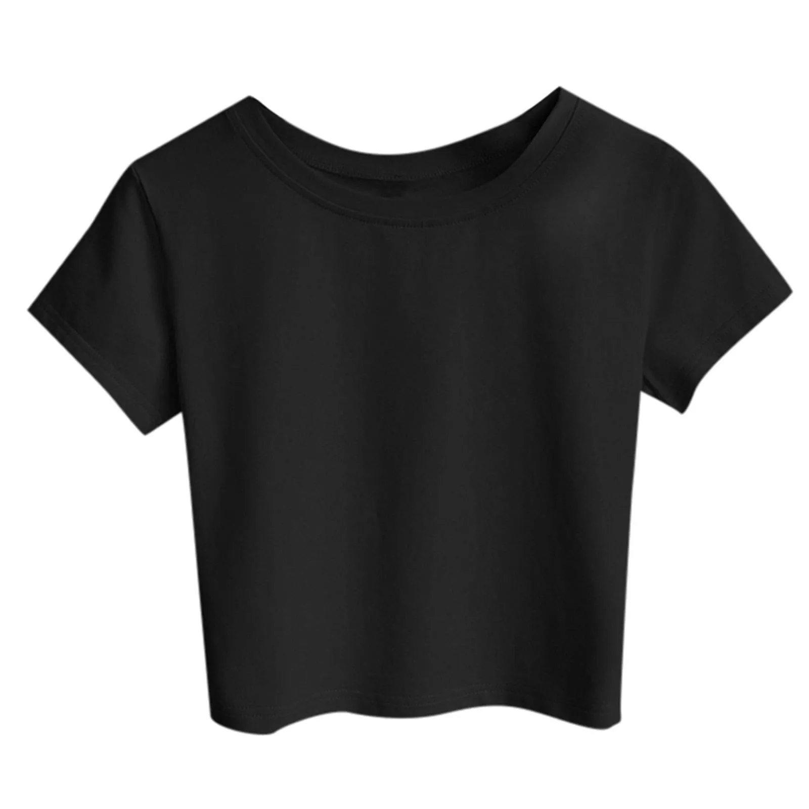 Uwdiohq Casual Crop T-Shirt Camicetta Canotta Donna Solid Color Asymmetric Cut - immagine 1