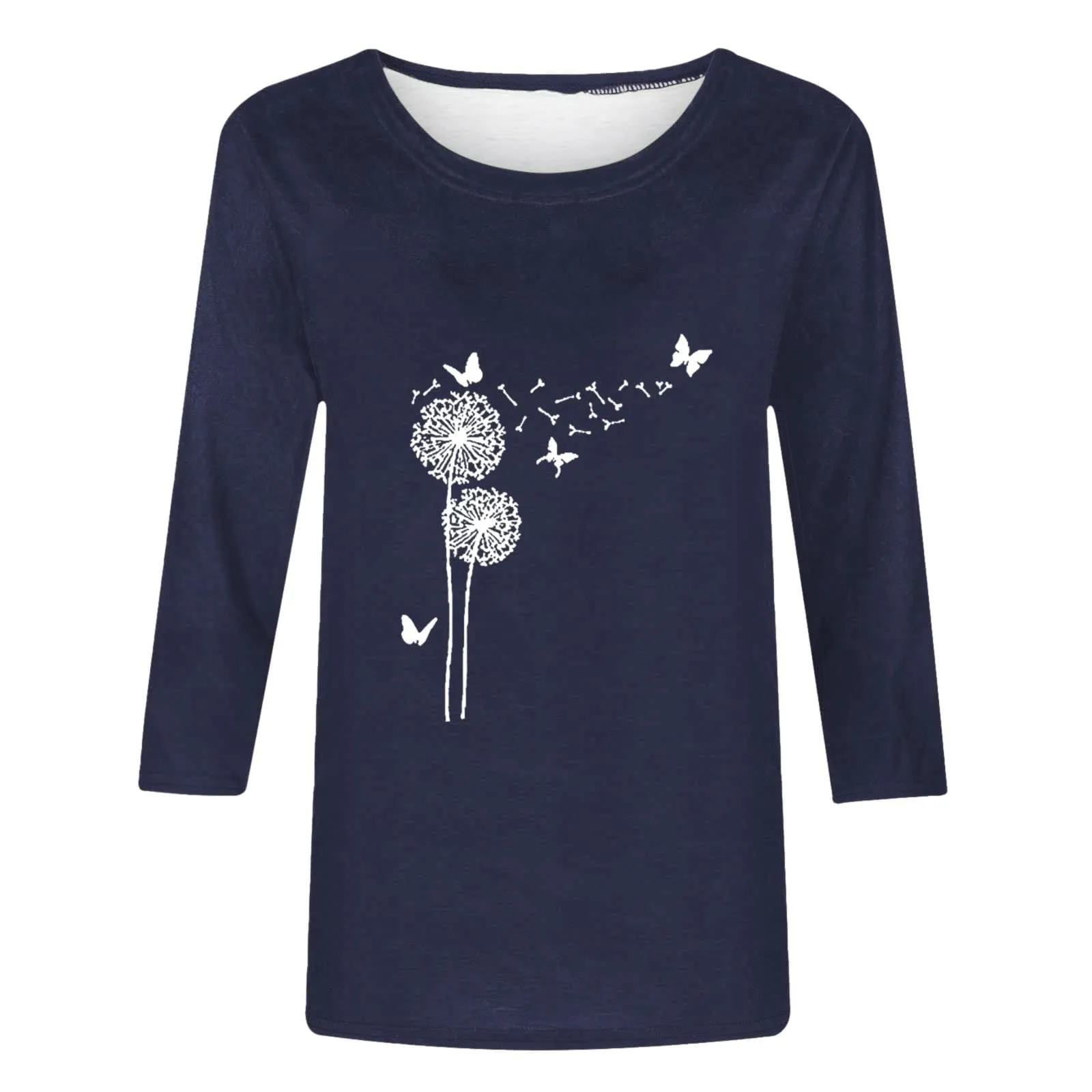 Uwdiohq T-Shirt da Donna Slim Fit Maniche 3/4 in Cotone Girocollo - immagine 2