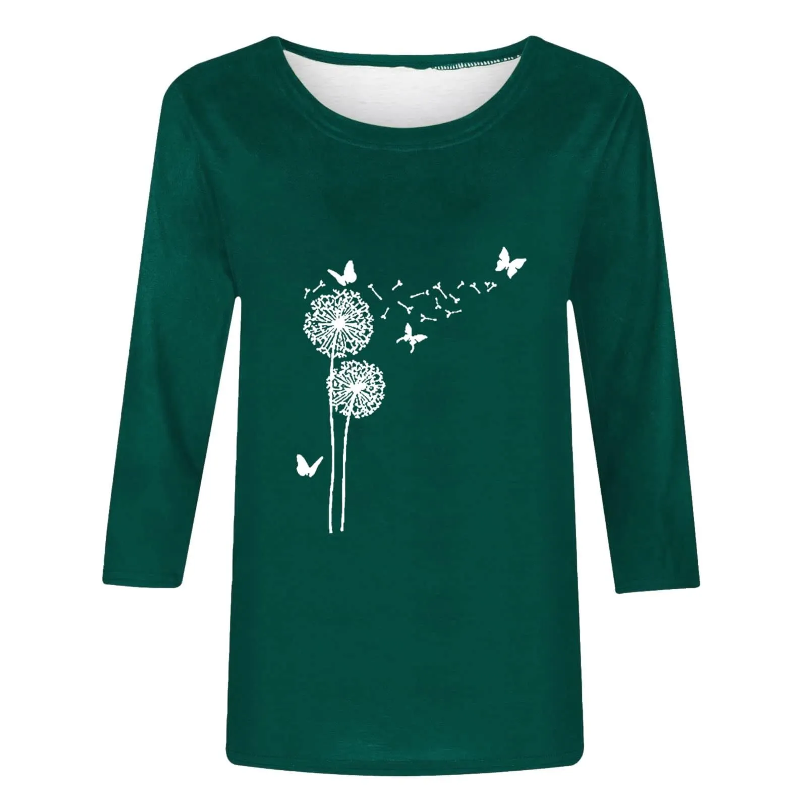 Uwdiohq T-Shirt da Donna Slim Fit Maglietta Lunga a Maniche 3/4 Top Casual Estivo Tunica Leggera in Cotone Girocollo - immagine 2
