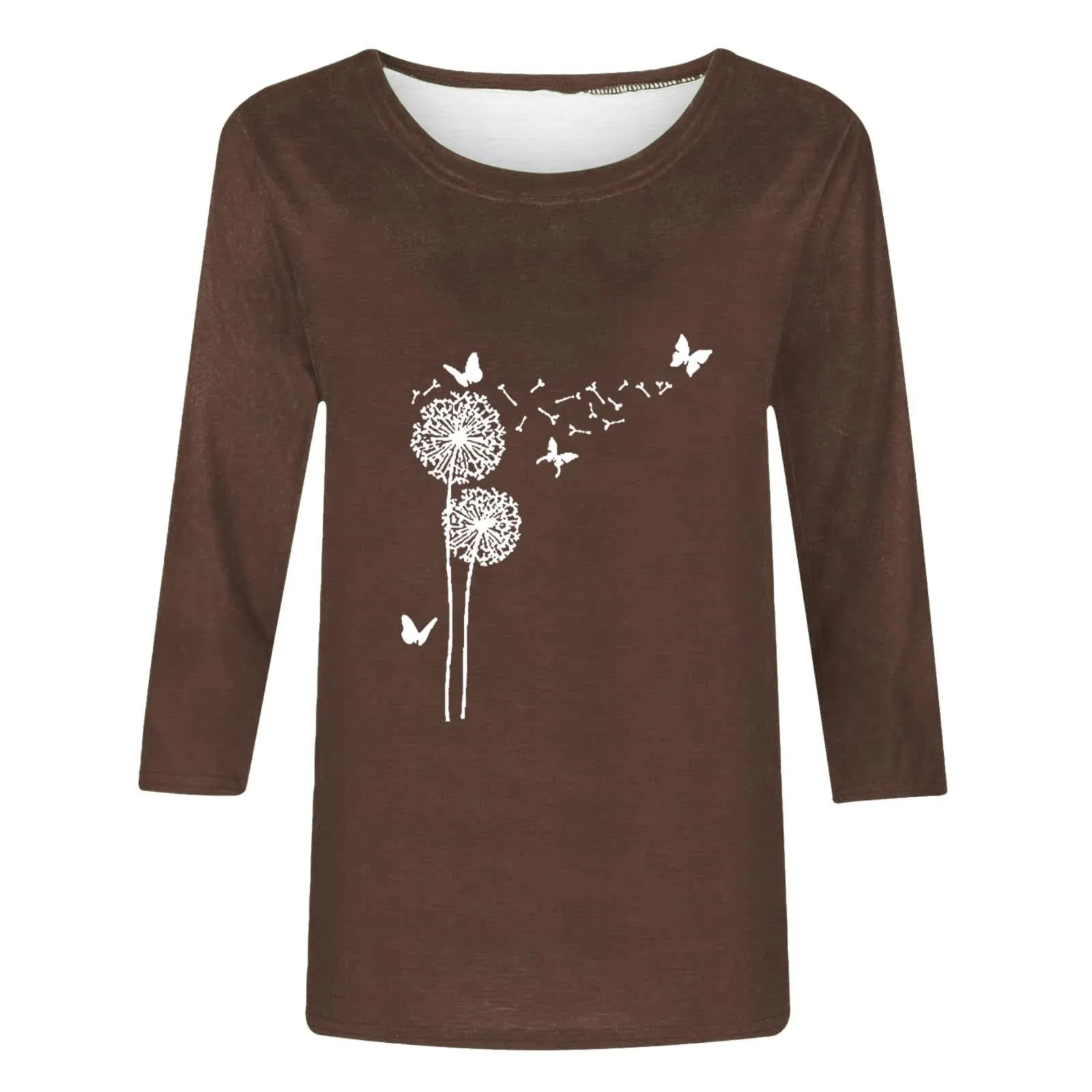 Uwdiohq T-Shirt da Donna Slim Fit Maglietta Lunga Maniche 3/4 Top Casual Estivo Tunica in Cotone Girocollo a Dente di Leopardo - immagine 2