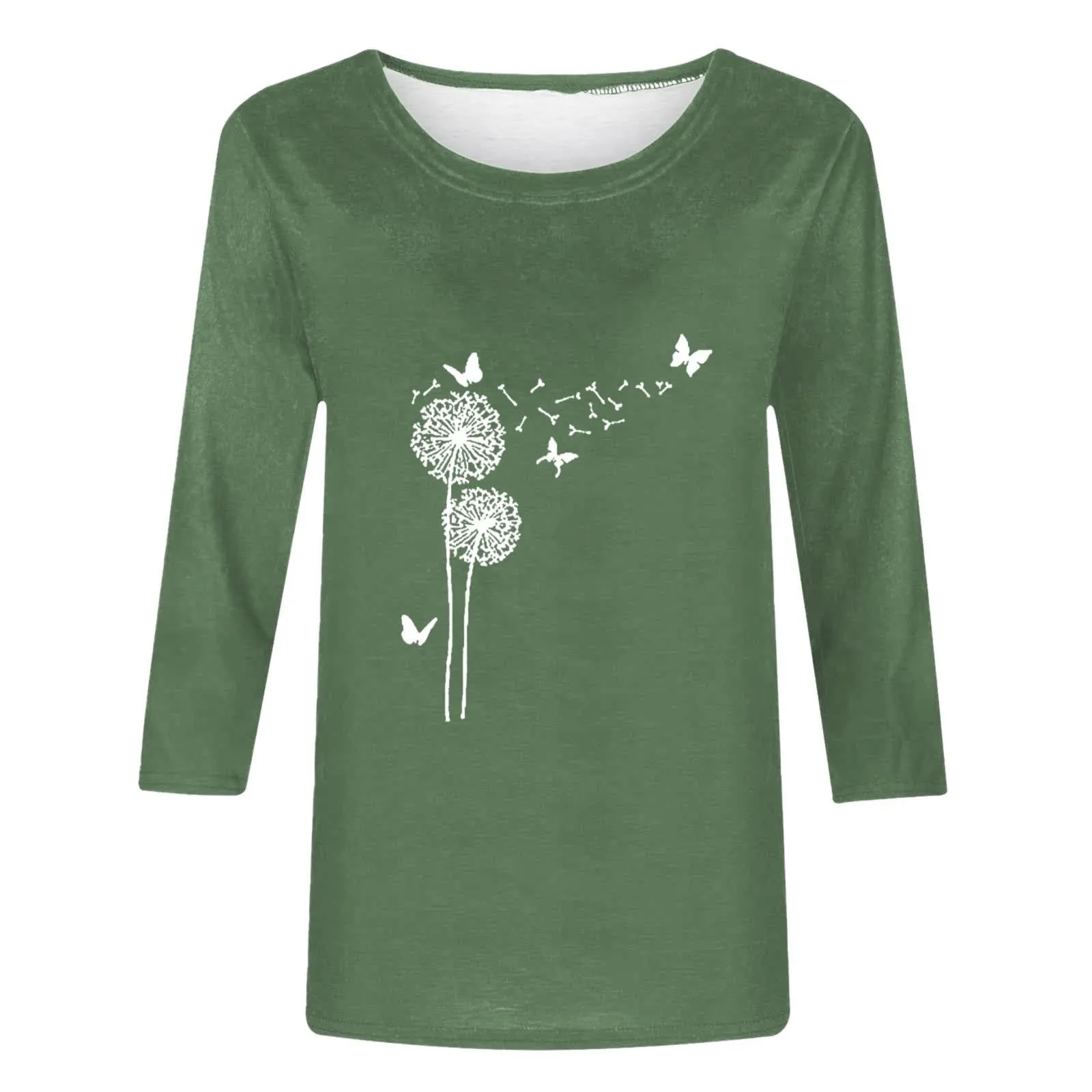 Uwdiohq T-Shirt da Donna Slim Fit Maniche 3/4 in Cotone Girocollo - immagine 2