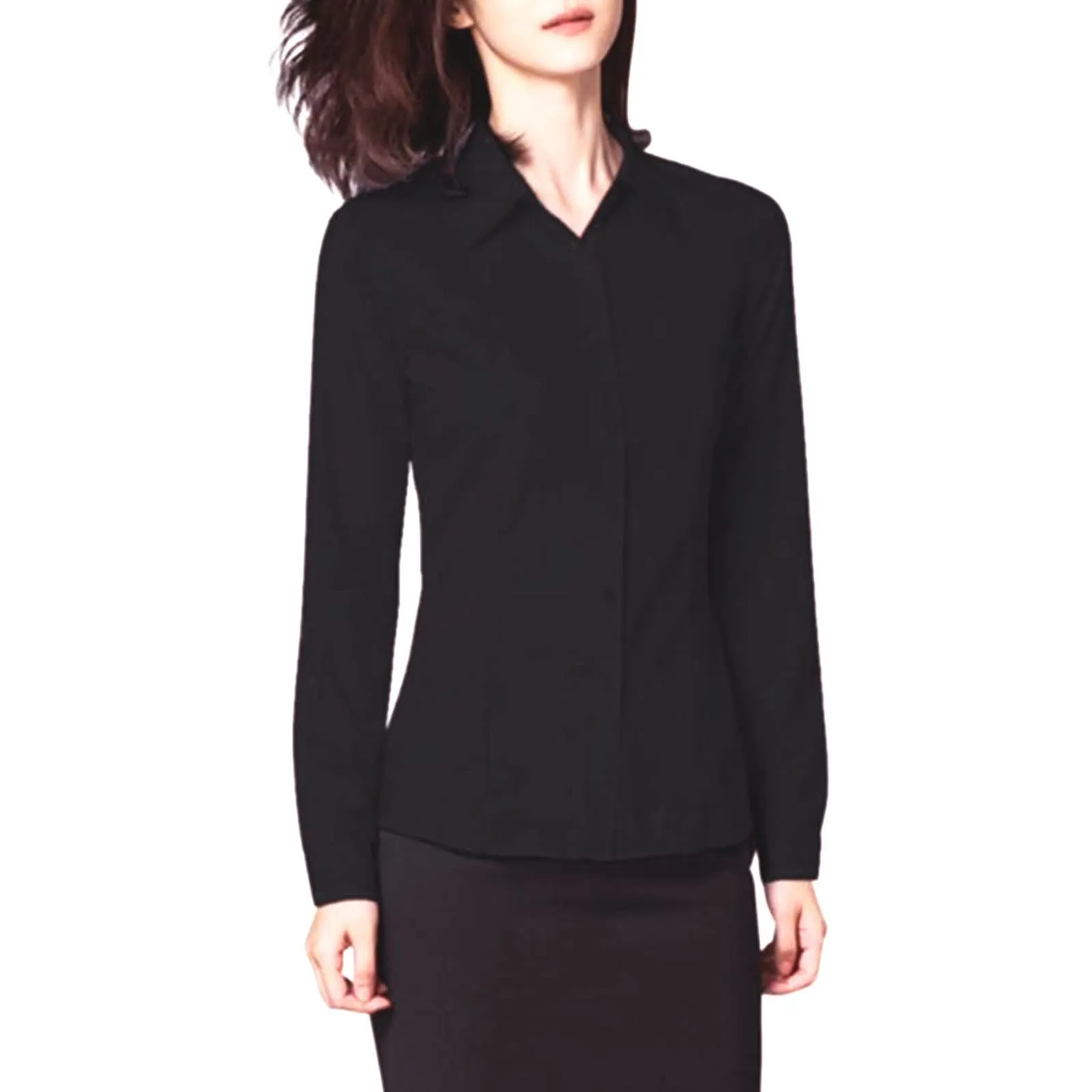 Cocila T-Shirt Elegante Donna in Cotone con Perle, Blusa Aderente Manica Lunga Bianca con Drappeggio - immagine 2