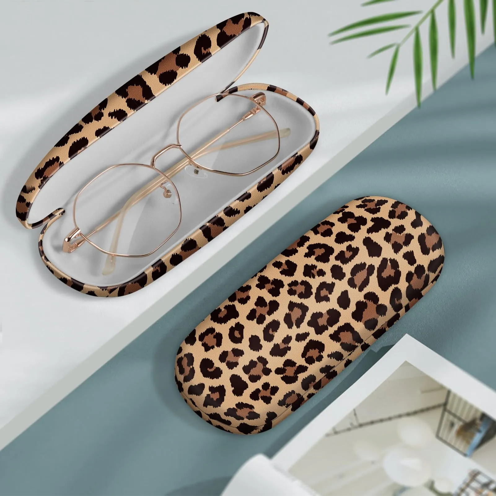 FINTIE Custodia rigida per occhiali, Leopard, S - immagine 2