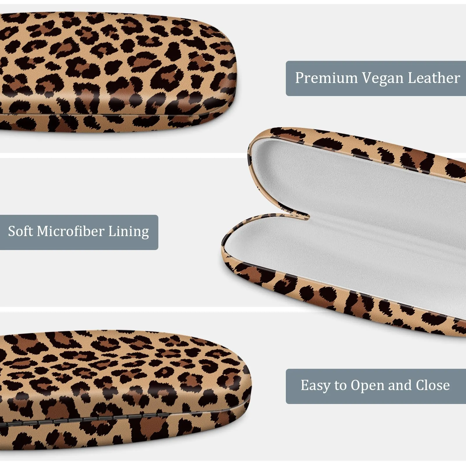 FINTIE Custodia rigida per occhiali, Leopard, S - immagine 4