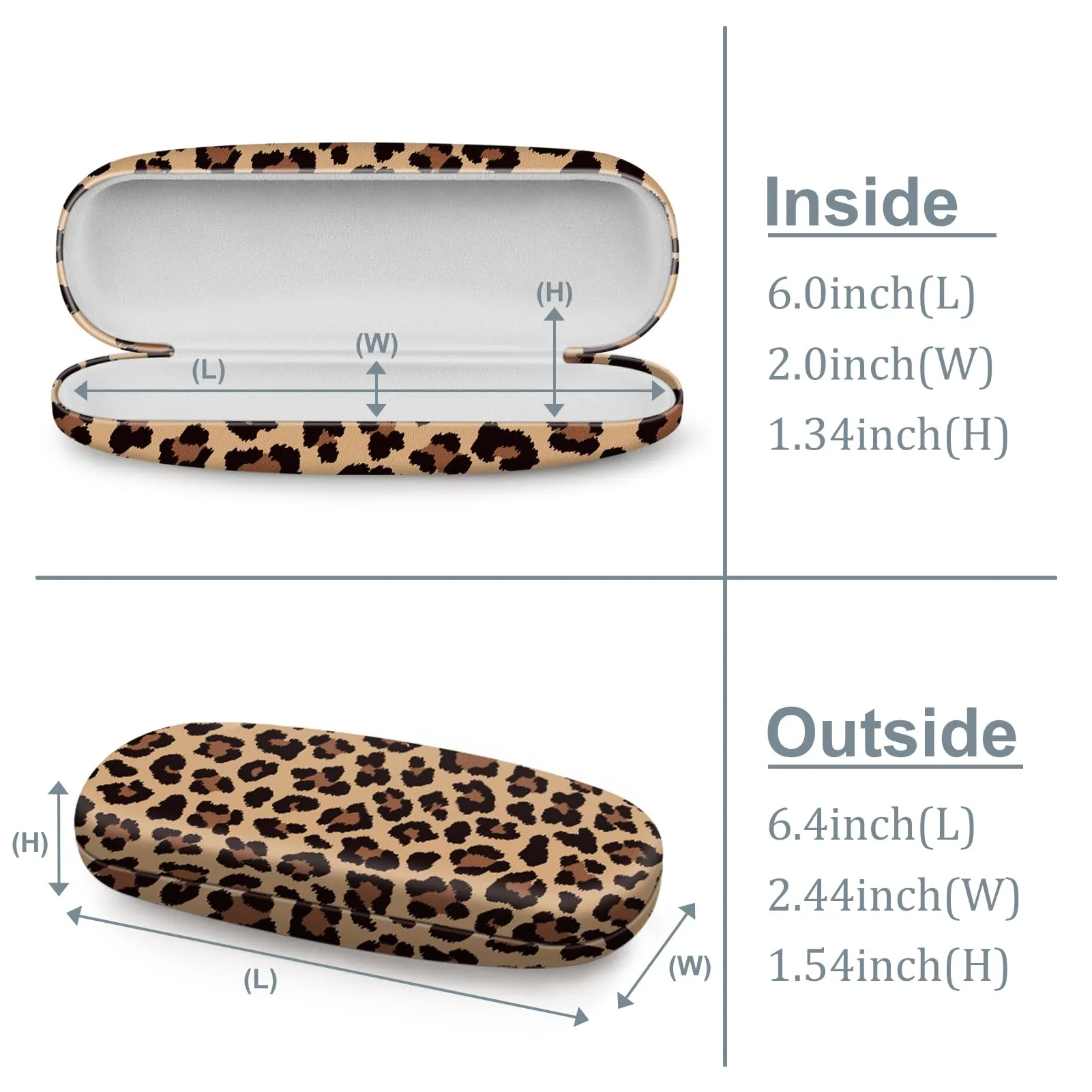 FINTIE Custodia rigida per occhiali, Leopard, S - immagine 7