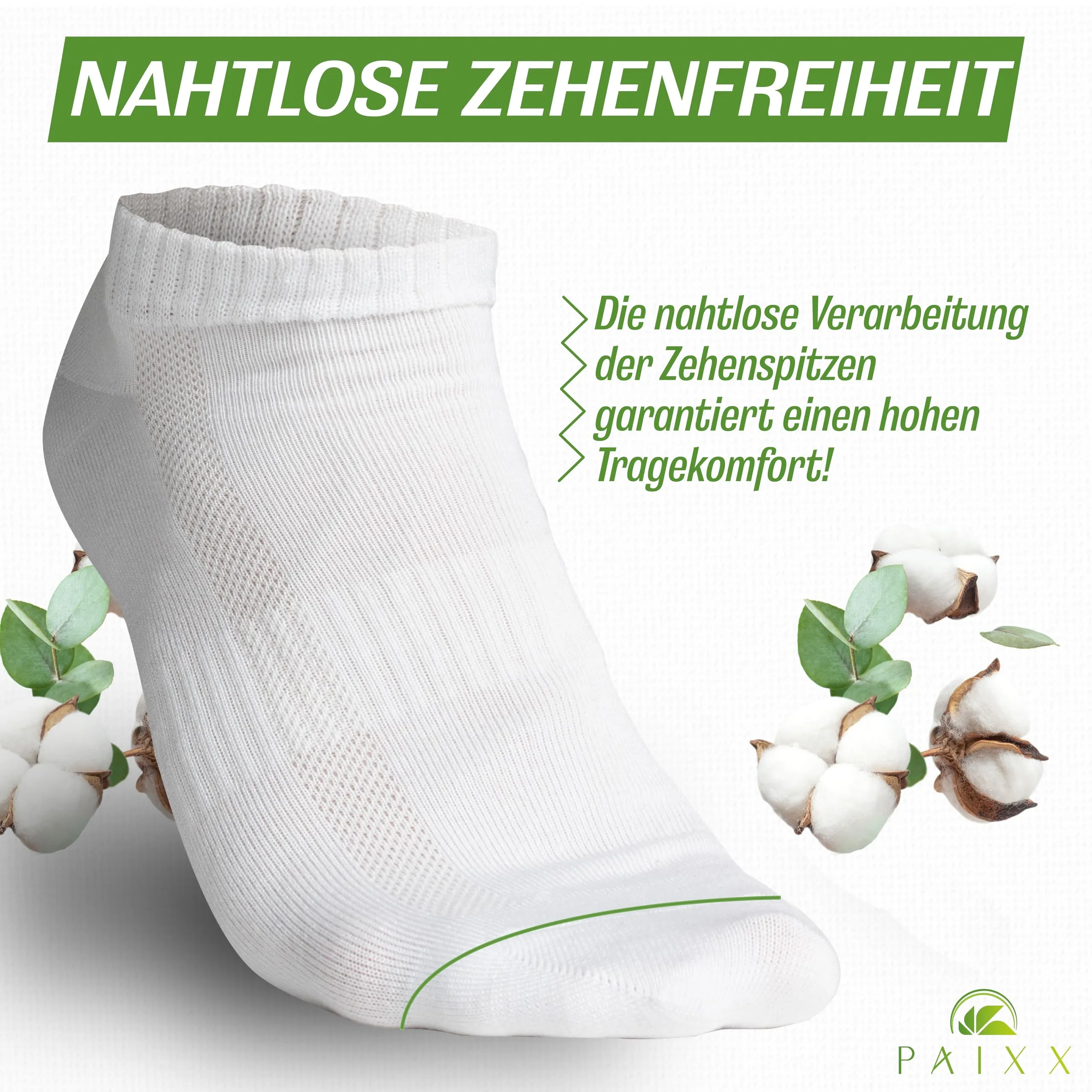PAIXX Calzini da ginnastica in cotone, traspiranti e antibatterici, bianco, 39-42 - immagine 5