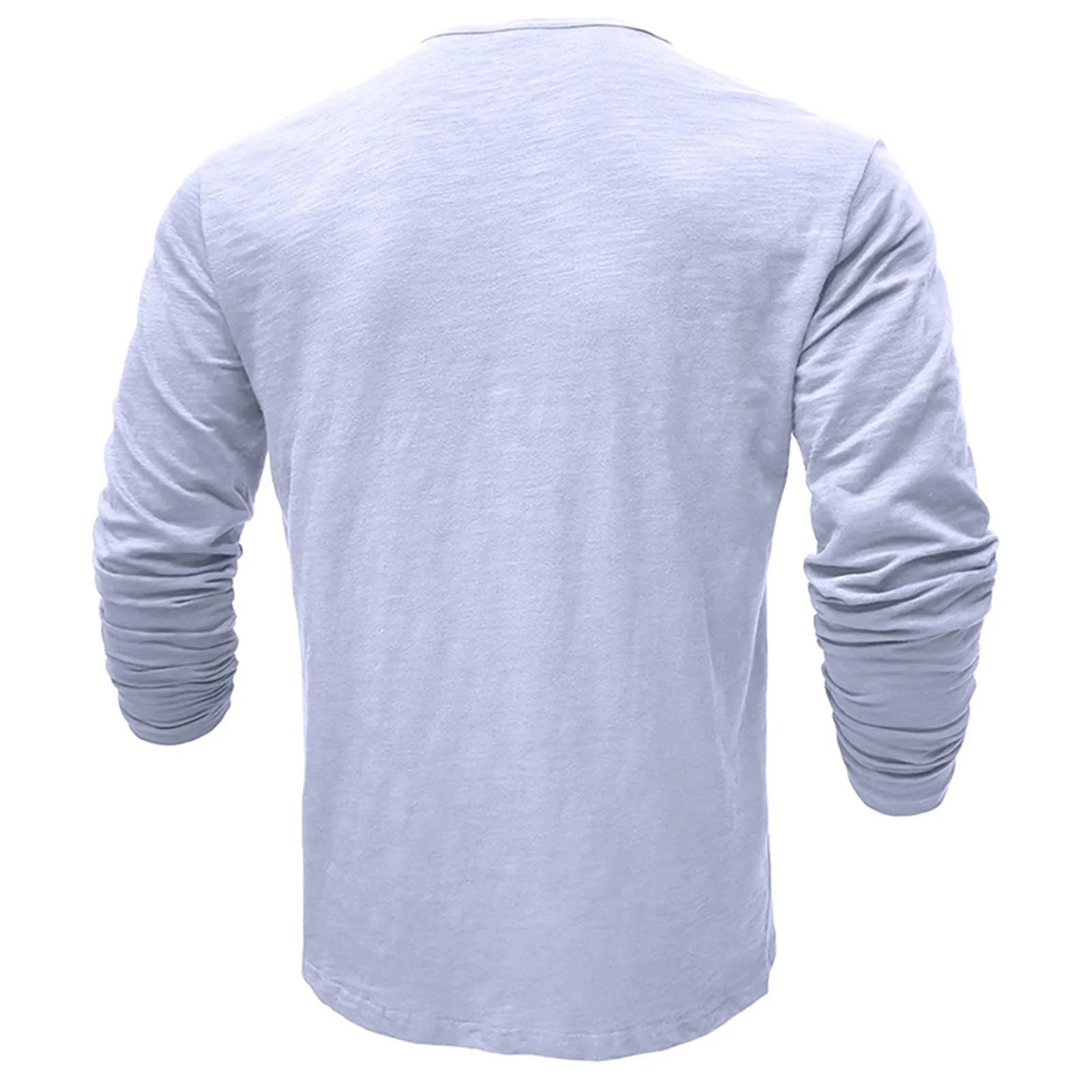 Generisch Maglietta da uomo in cotone a maniche lunghe con bottoni, slim fit, bianco, S - immagine 3