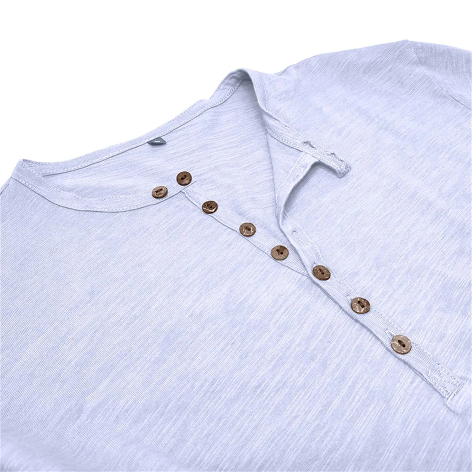 Generisch Maglietta da uomo in cotone a maniche lunghe con bottoni, slim fit, bianco, S - immagine 4