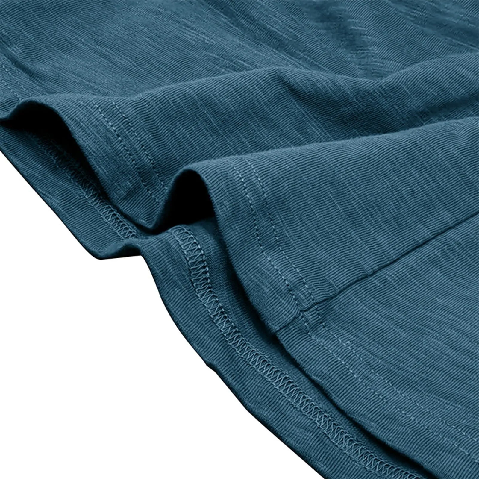 Generisch Maglietta da Uomo in Cotone con Bottoni, Maniche Lunghe, Slim Fit, Azzurro, XXL - immagine 5