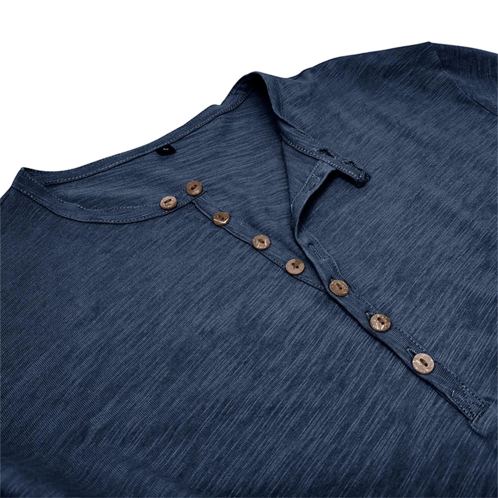 Generisch Maglietta da uomo in cotone a maniche lunghe, slim fit, blu, XXL - immagine 3