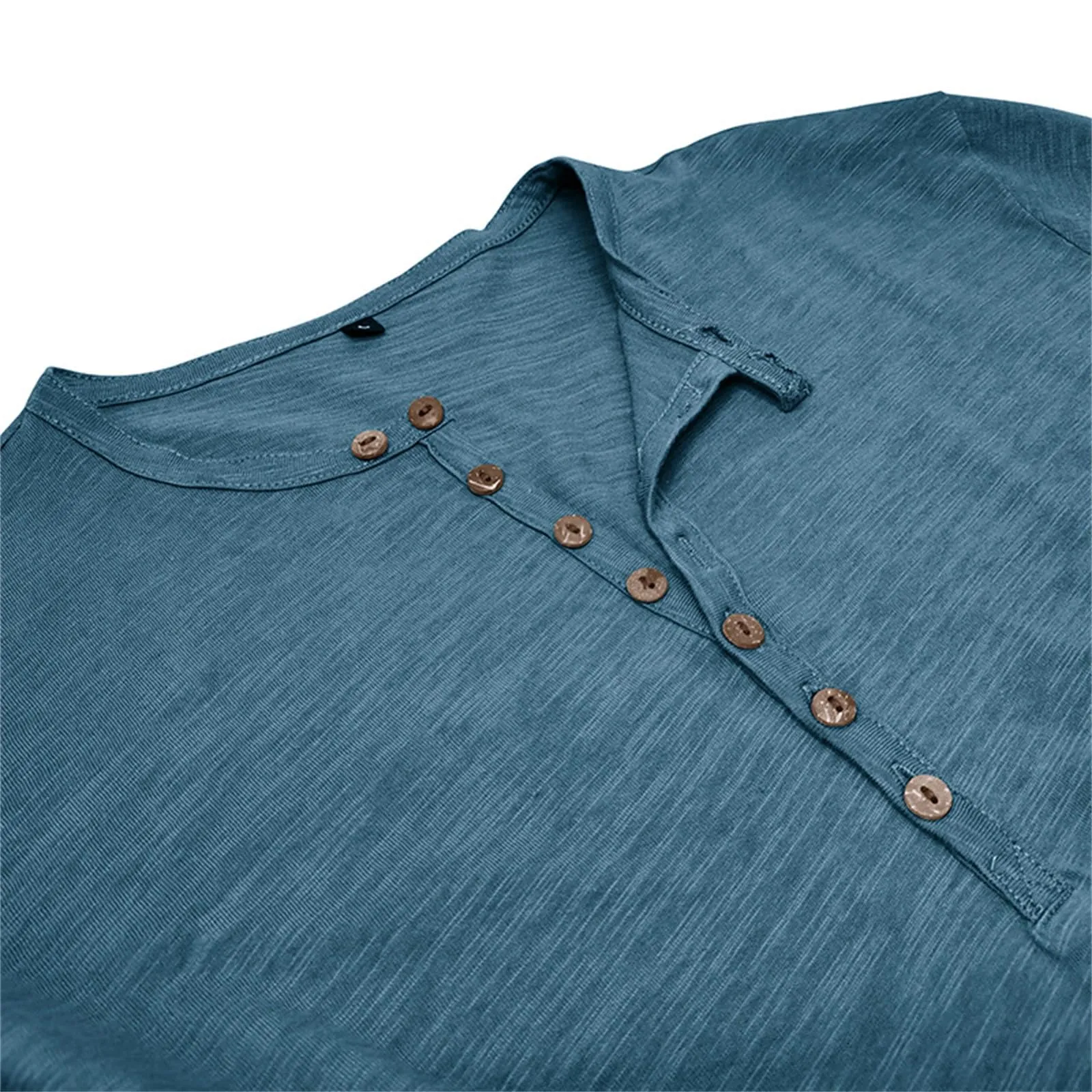 Generisch Maglietta da uomo in cotone a maniche lunghe, Azzurro, L - immagine 4