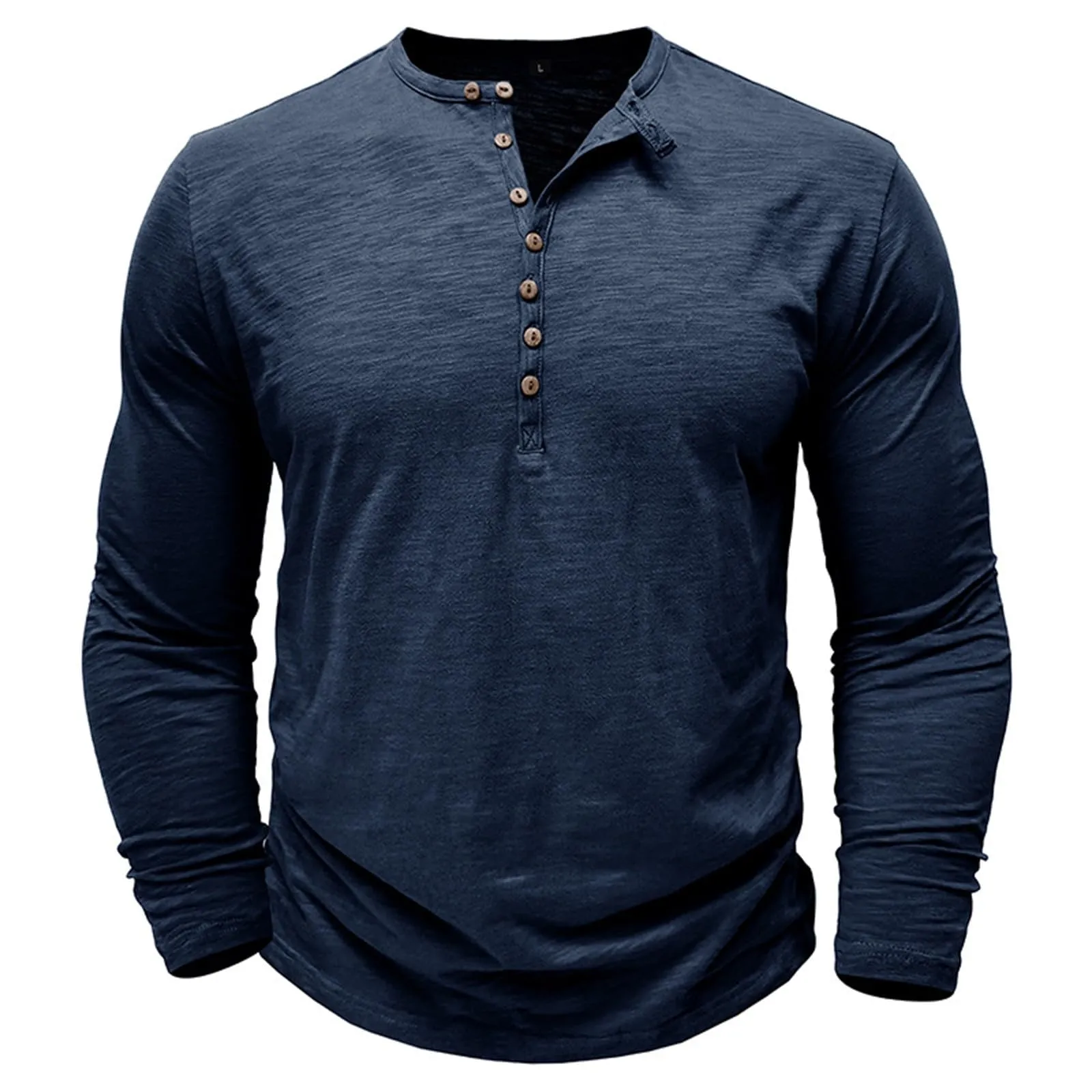 Generisch Maglietta da uomo in cotone a maniche lunghe, Blu, S - immagine 1