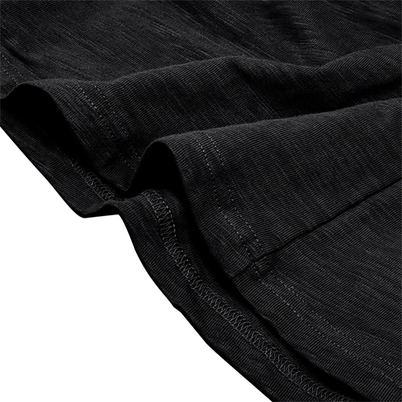 Generisch Maglietta da uomo a maniche lunghe in cotone con bottoni, Slim Fit, Nero, M - immagine 5