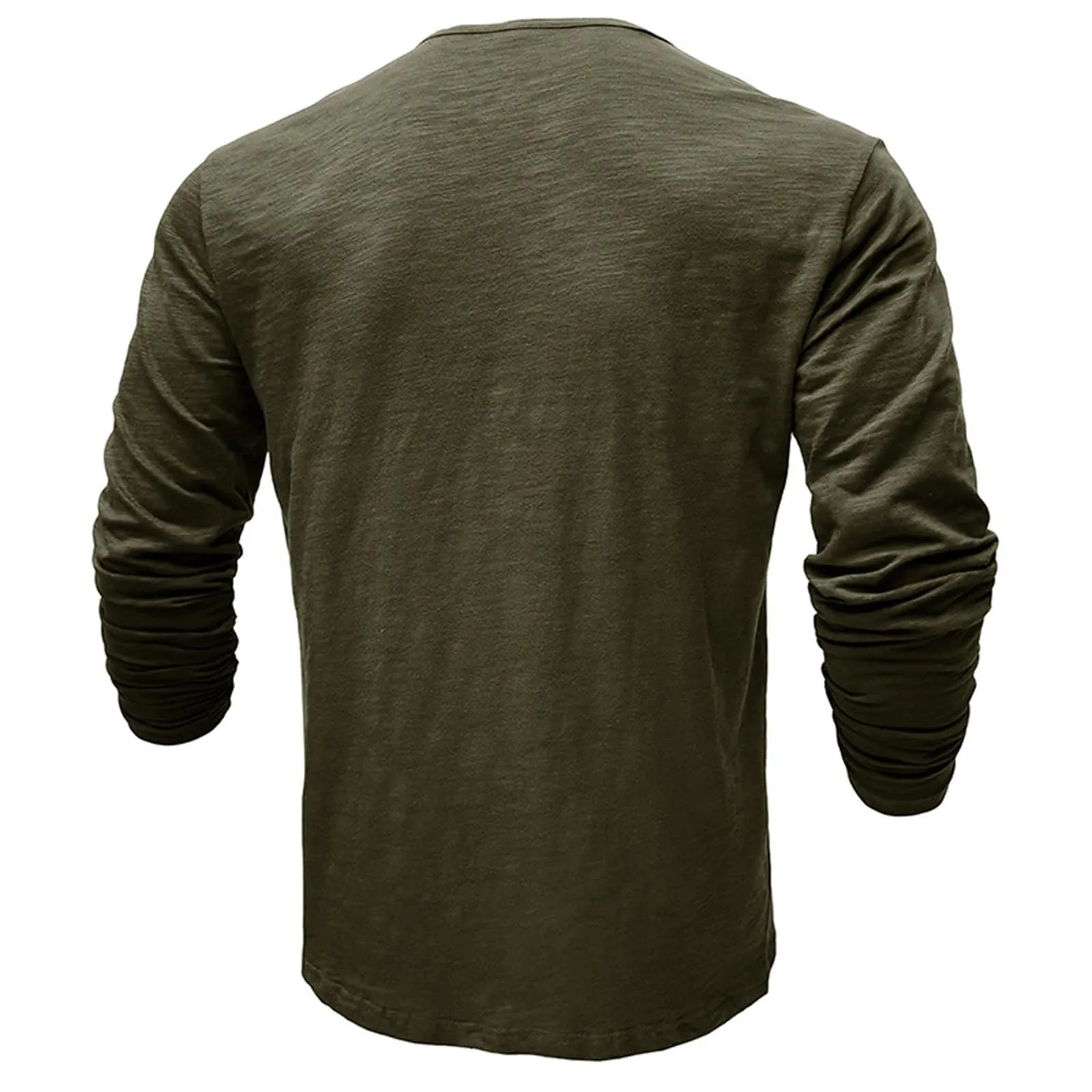 Generisch Maglietta da uomo a maniche lunghe in cotone con bottoni, Slim Fit, Verde, XXL - immagine 3
