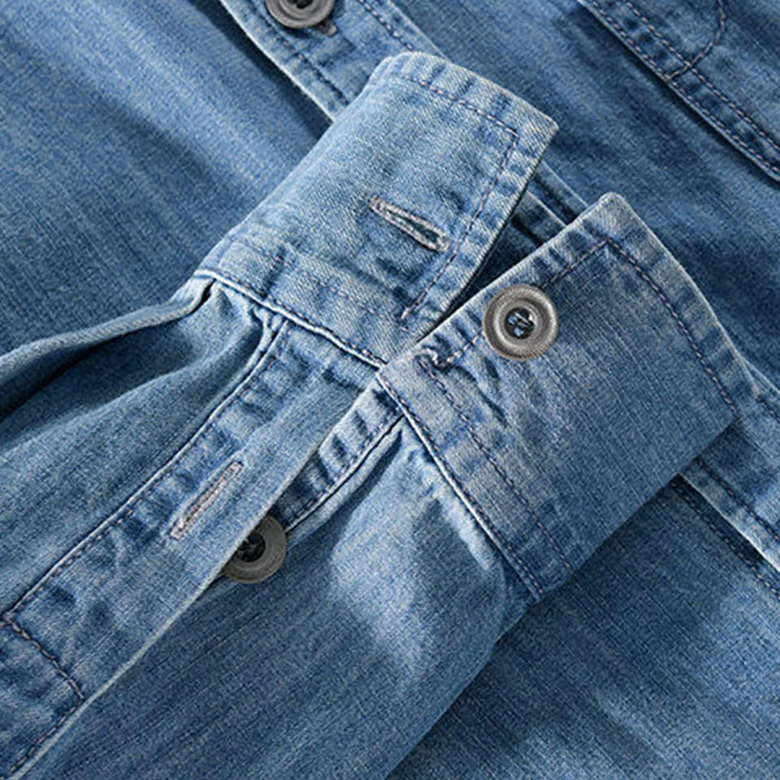 Generisch Camicia in jeans da uomo, Bu2, XL - immagine 5