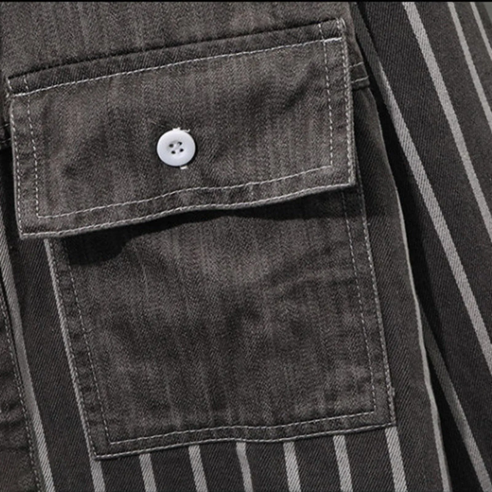Generisch Camicia in jeans da uomo, grigio, M - immagine 6